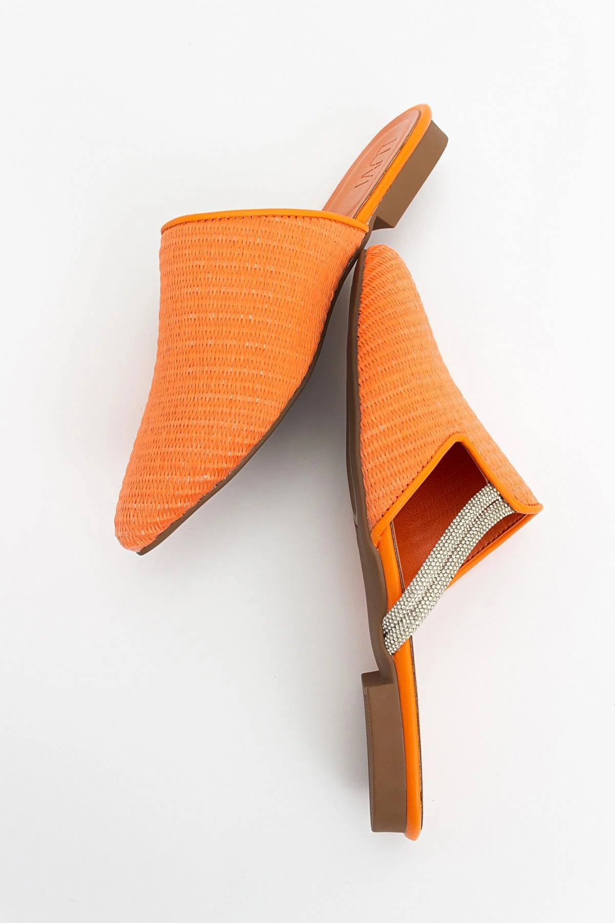 Pesa - Orange Woven Stone-Embellished Slide (Women) - Image 4