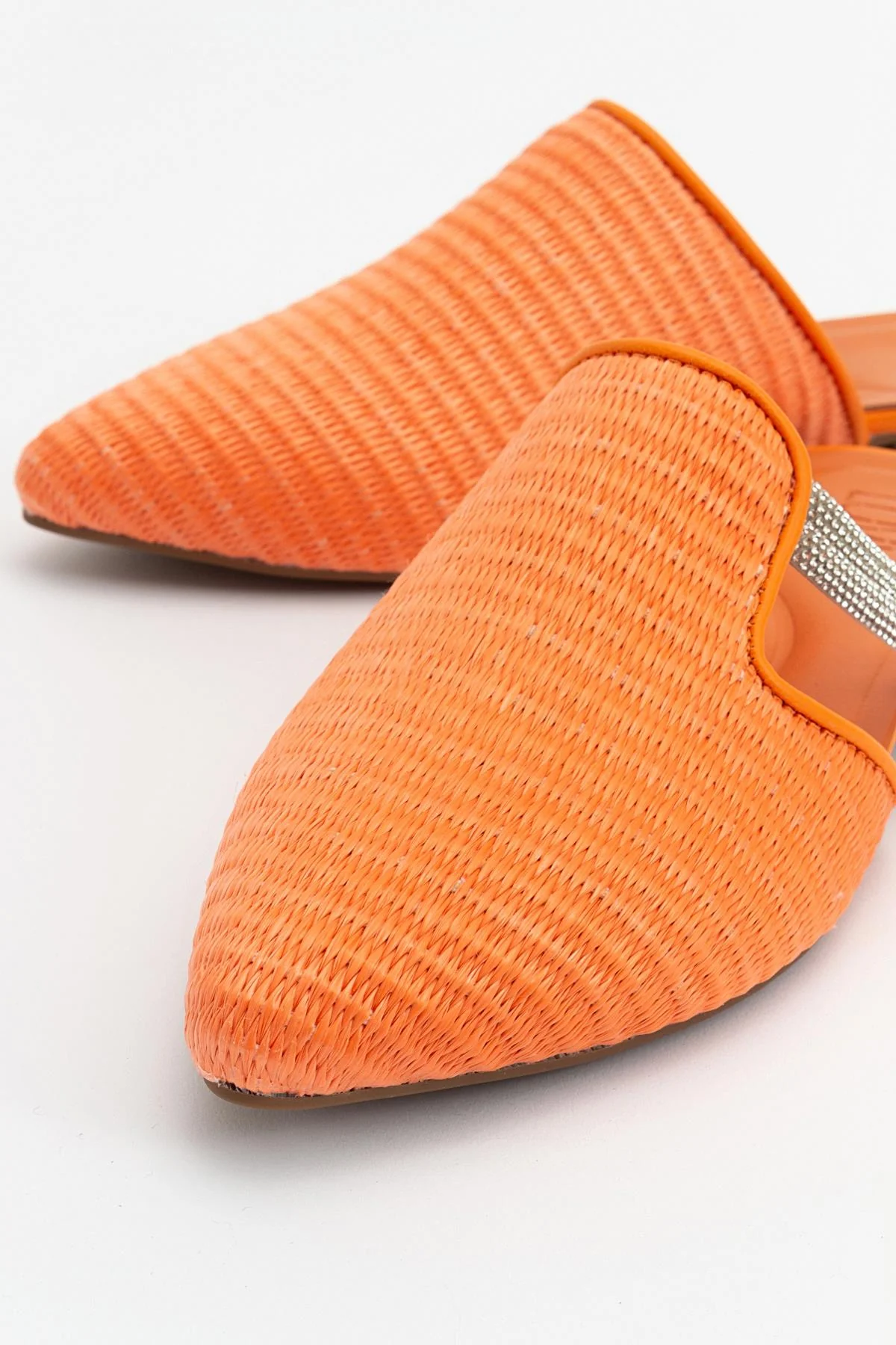 Pesa - Orange Woven Stone-Embellished Slide (Women) - Image 5