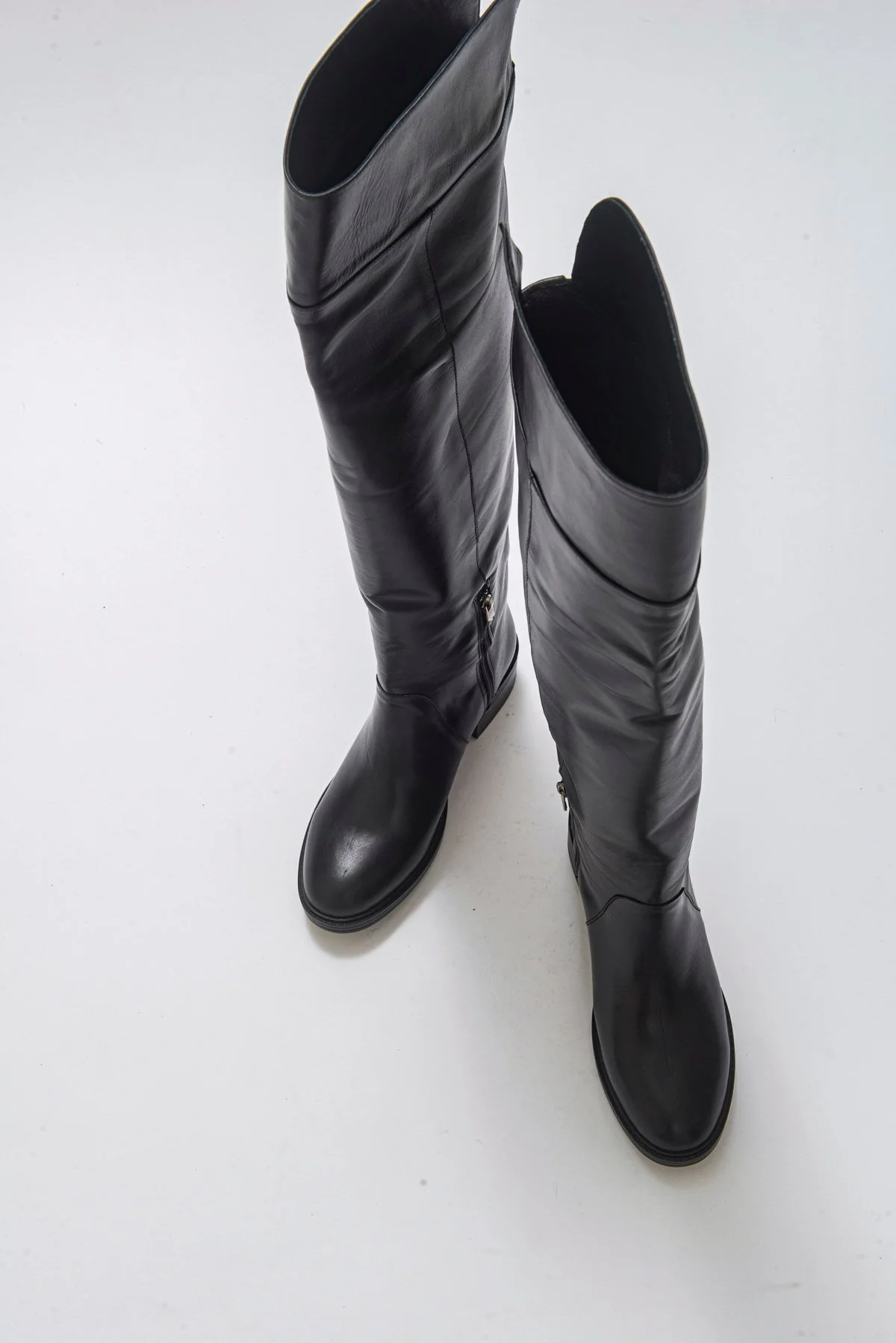 Petya - Black Genuine Leather Over-The-Knee Boot (Women) - Image 2
