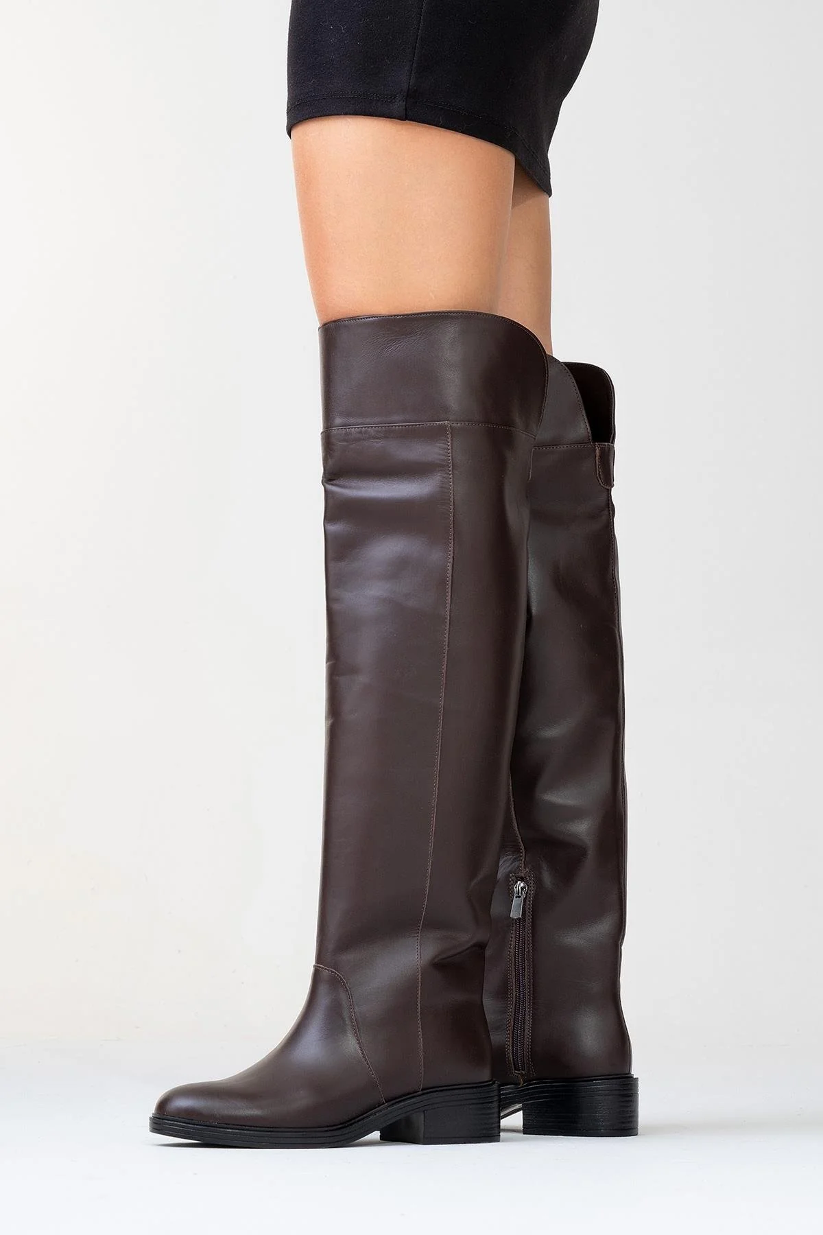 Petya - Brown Genuine Leather Over-The-Knee Boot (Women) - Image 5