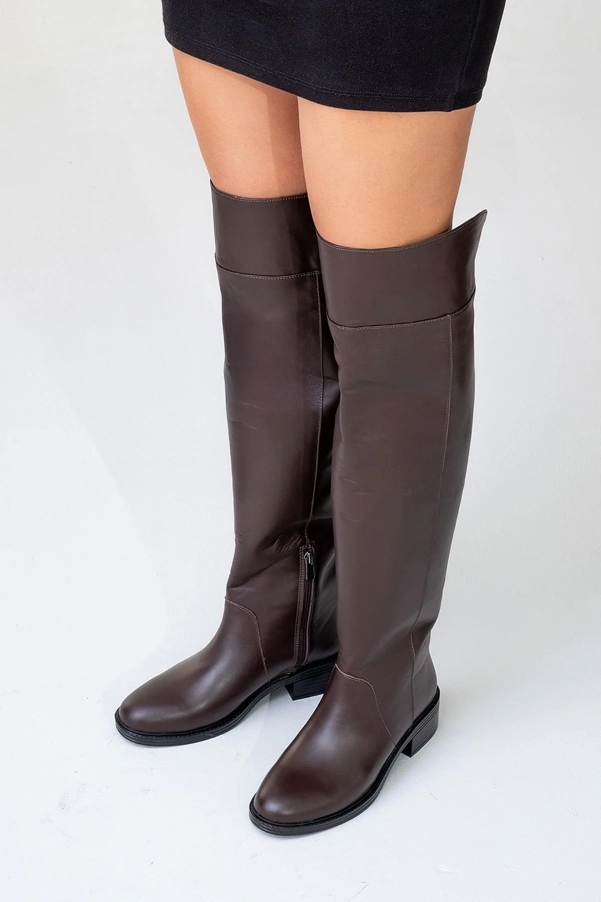 Petya - Brown Genuine Leather Over-The-Knee Boot (Women) - Image 6