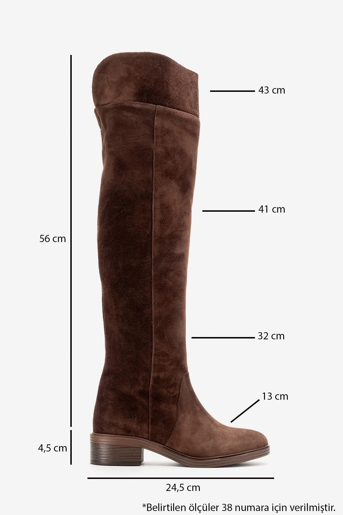 PETYA - Brown Suede Genuine Leather Over-The-Knee Boot (Women) - Image 3