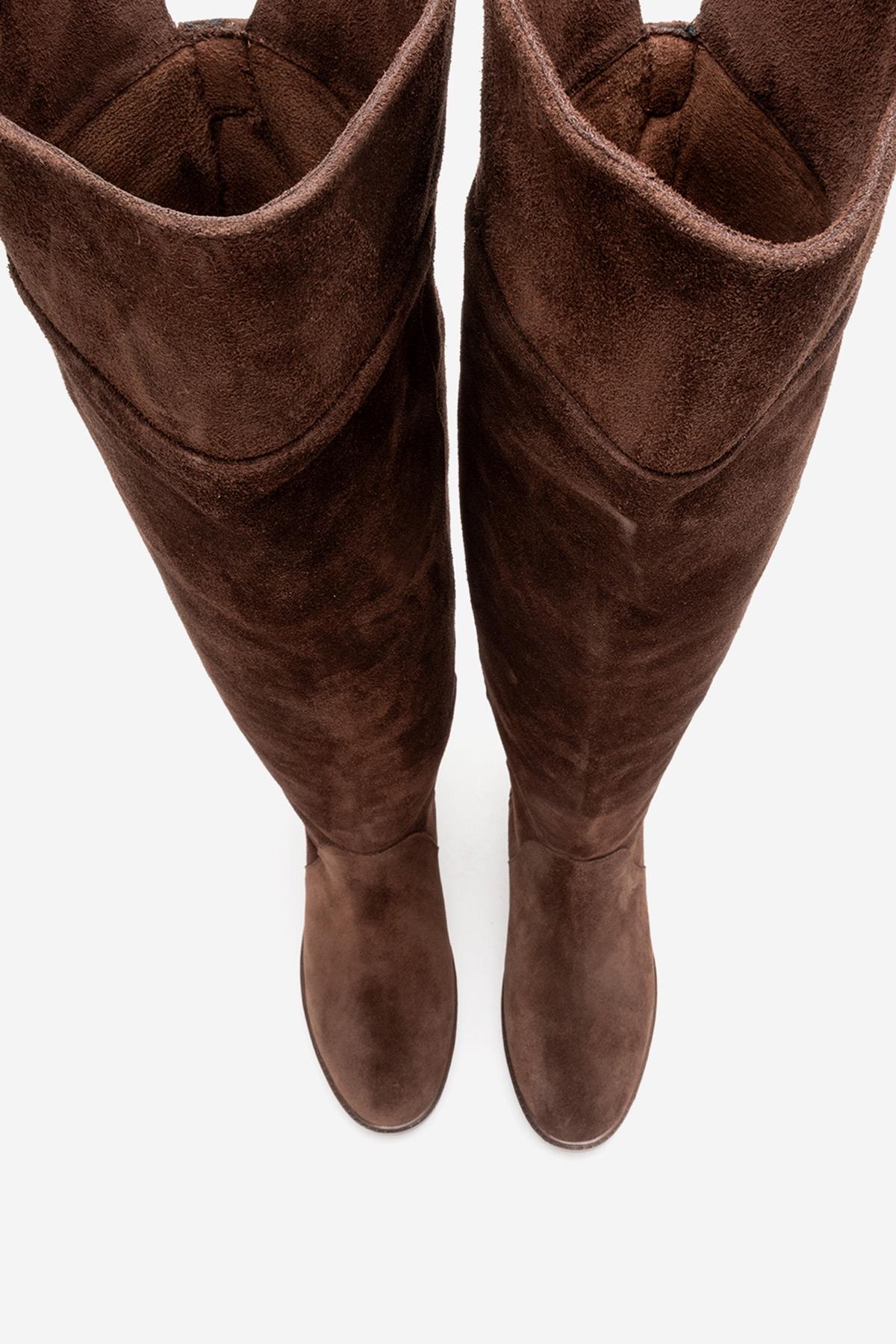 PETYA - Brown Suede Genuine Leather Over-The-Knee Boot (Women) - Image 4