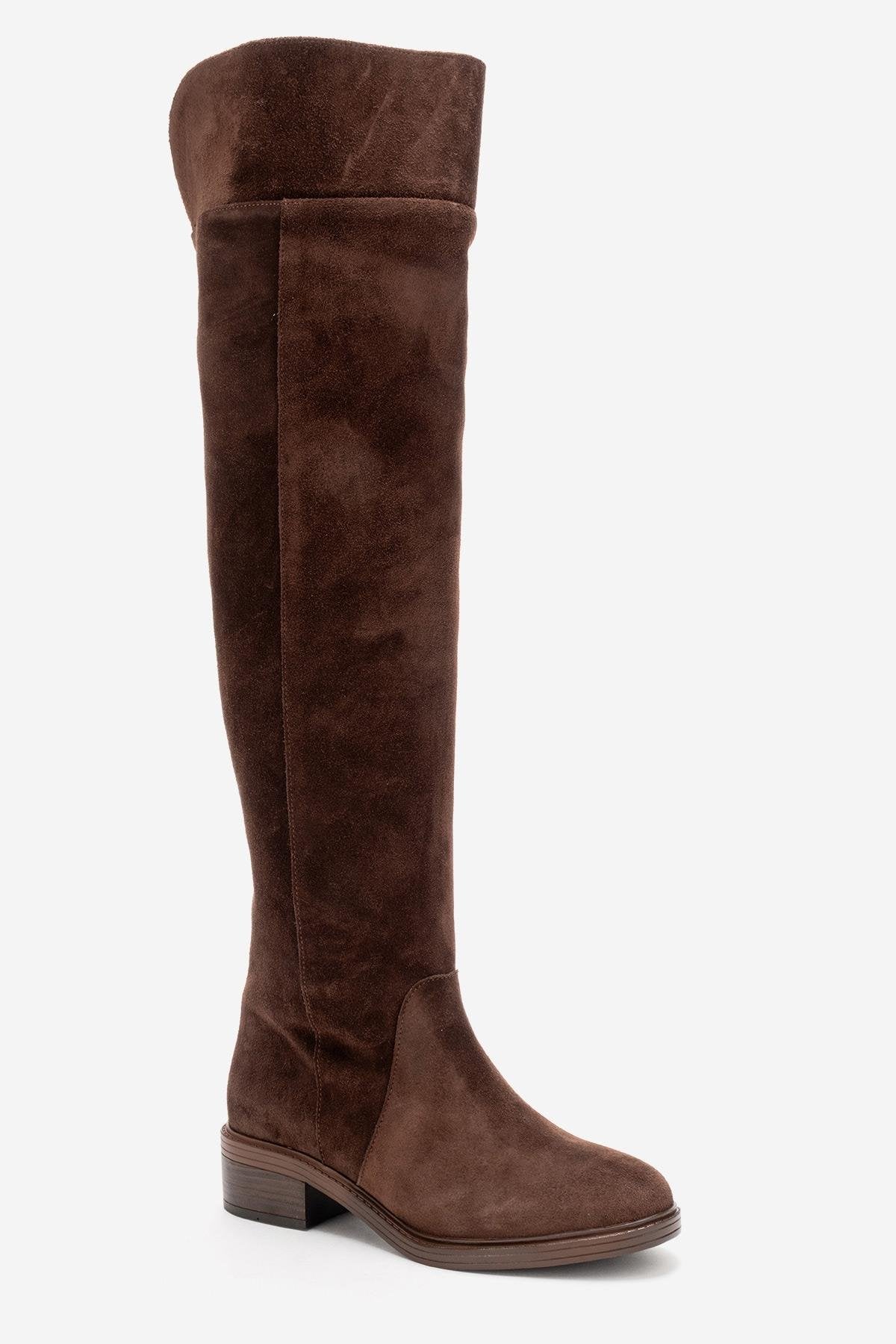 PETYA - Brown Suede Genuine Leather Over-The-Knee Boot (Women) - Image 5