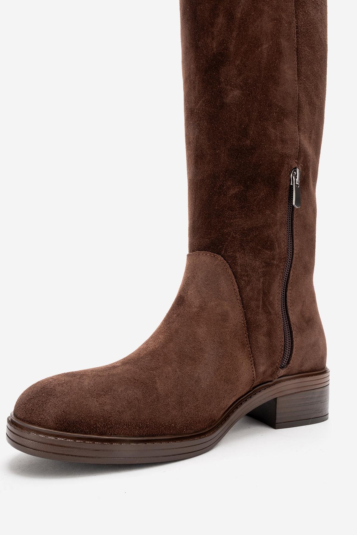 PETYA - Brown Suede Genuine Leather Over-The-Knee Boot (Women) - Image 8