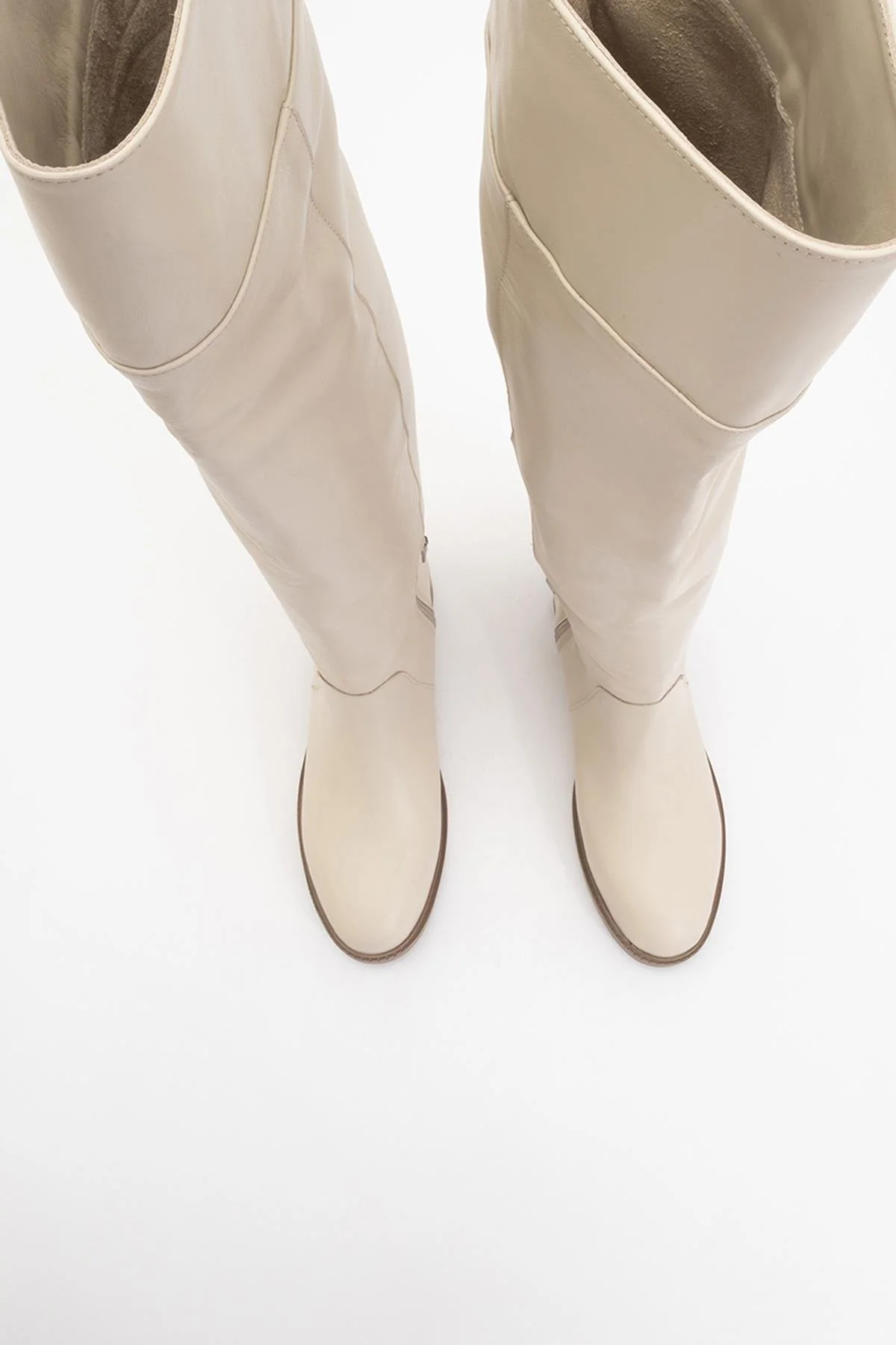 Petya - Cream Genuine Leather Over-The-Knee Boot (Women) - Image 2