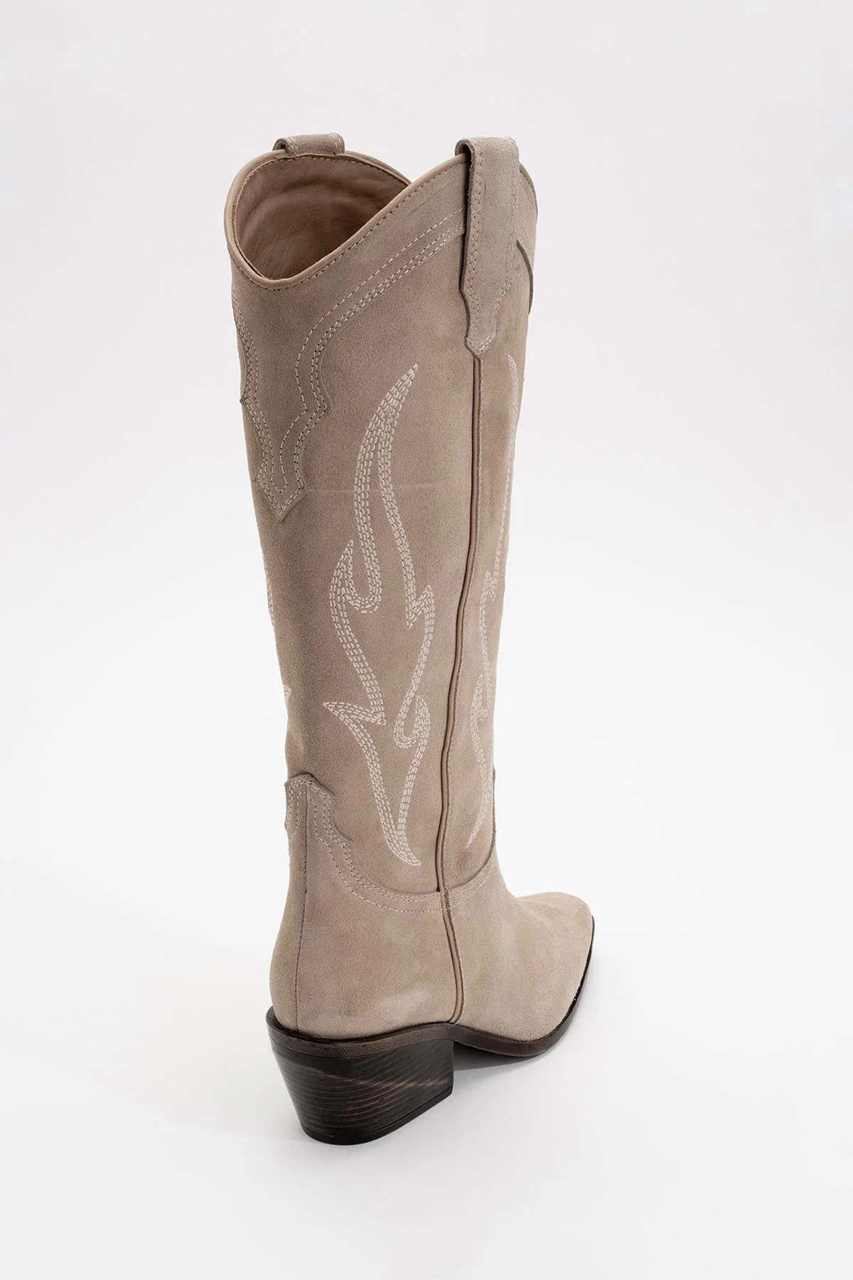 Pietro - Beige Suede Genuine Leather Western Boot (Women) - Image 4