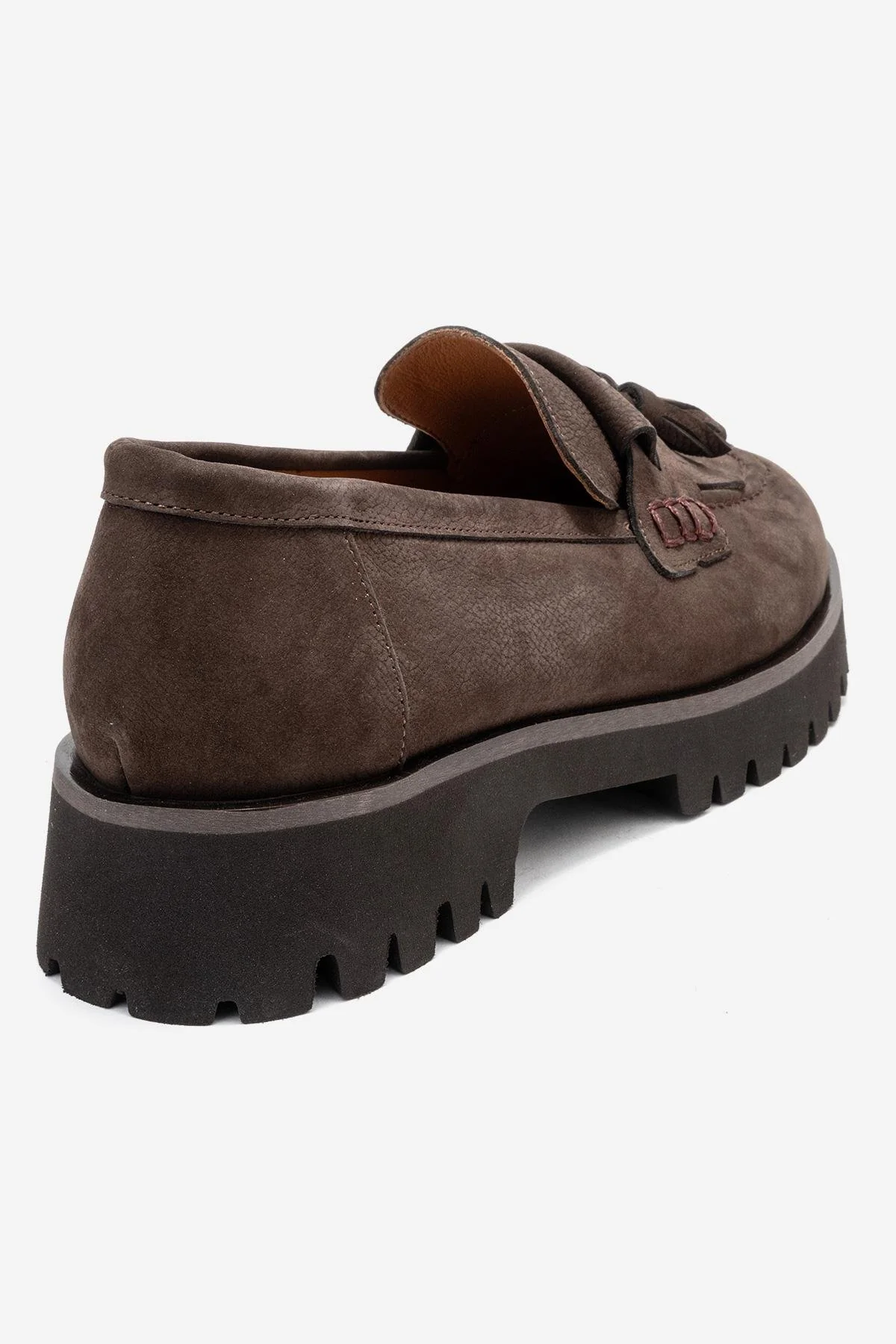 Poen - Brown Nubuck Genuine Leather Tassel Loafer (Women) - Image 5