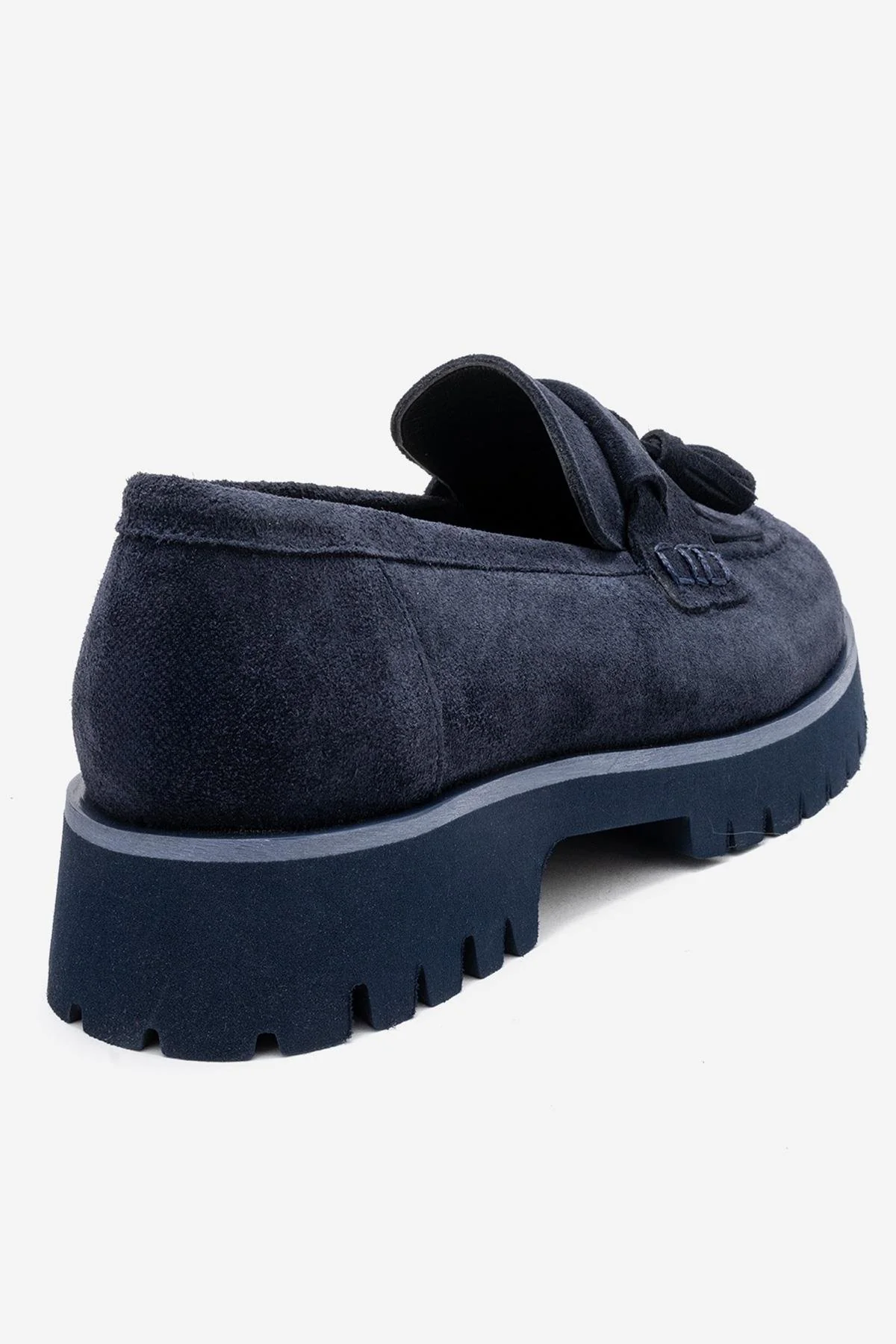 Poen - Navy Suede Genuine Leather Tassel Loafer (Women) - Image 5