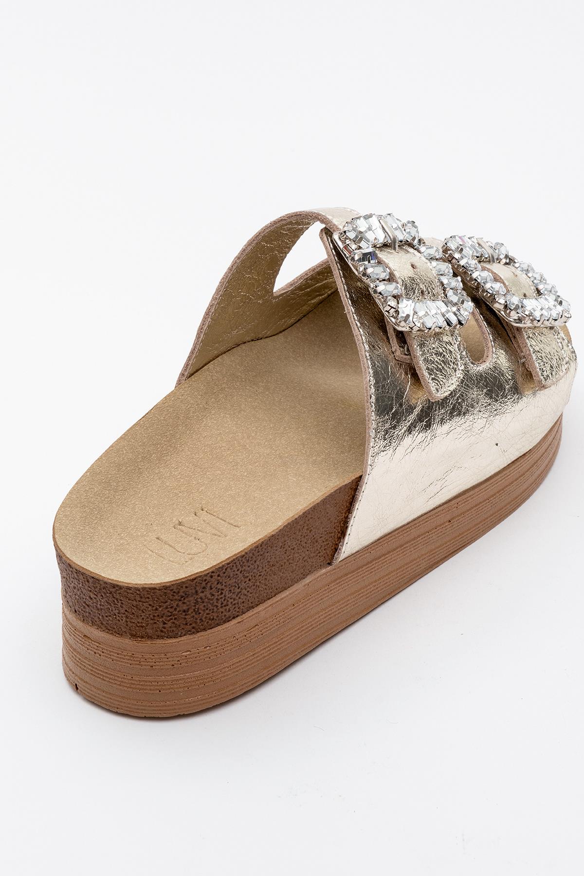 Polacca - Gold Leather Slide Sandal (Women) - Image 4
