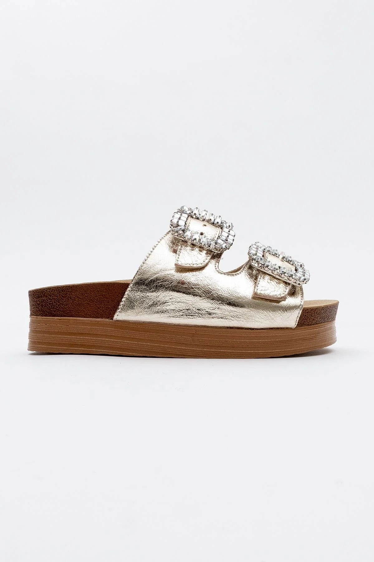 Polacca - Gold Leather Slide Sandal (Women) - Image 5