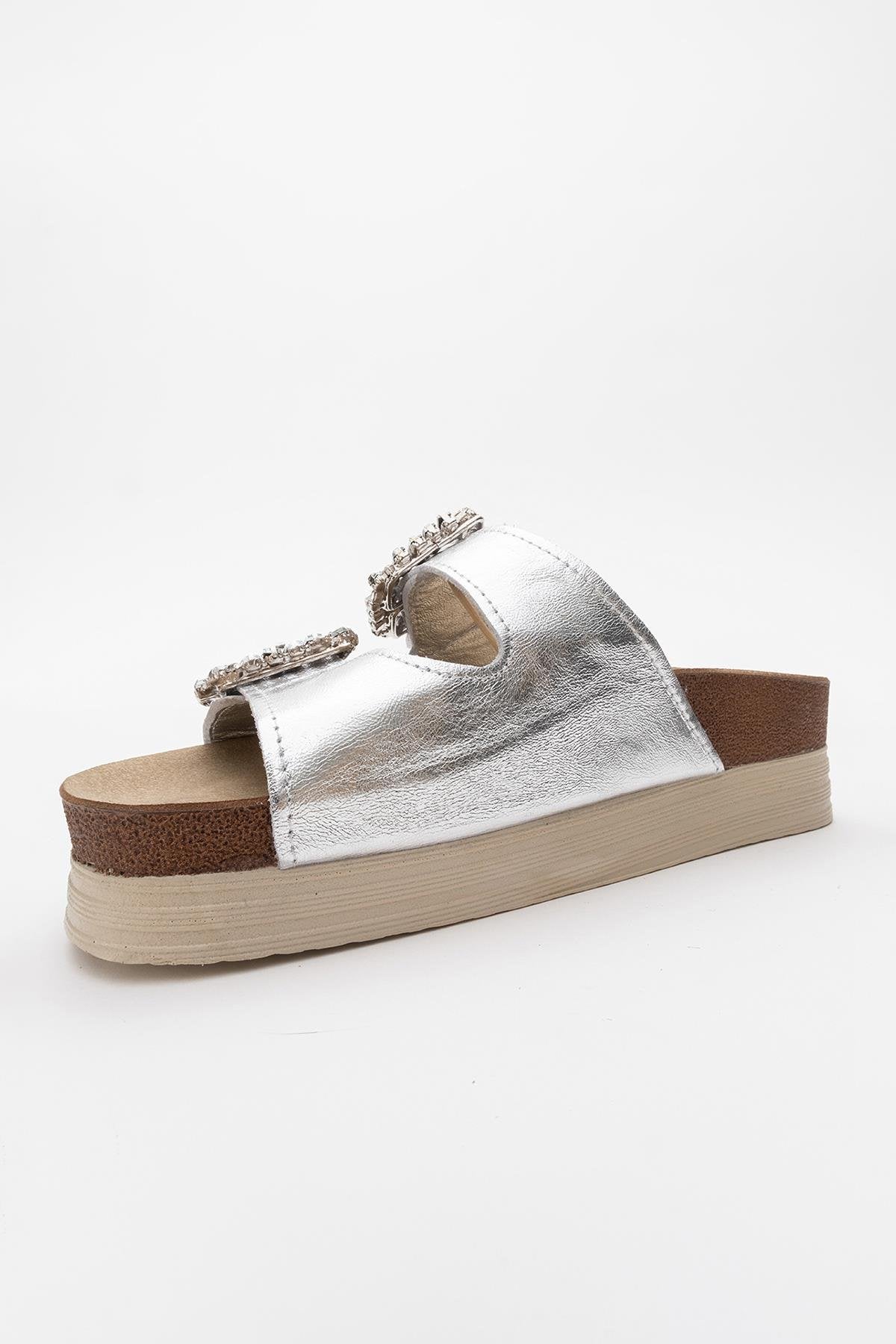 Polacca - Silver Leather Slide Sandal (Women) - Image 4