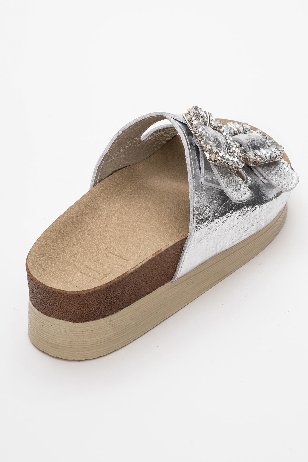 Polacca - Silver Leather Slide Sandal (Women) - Image 5