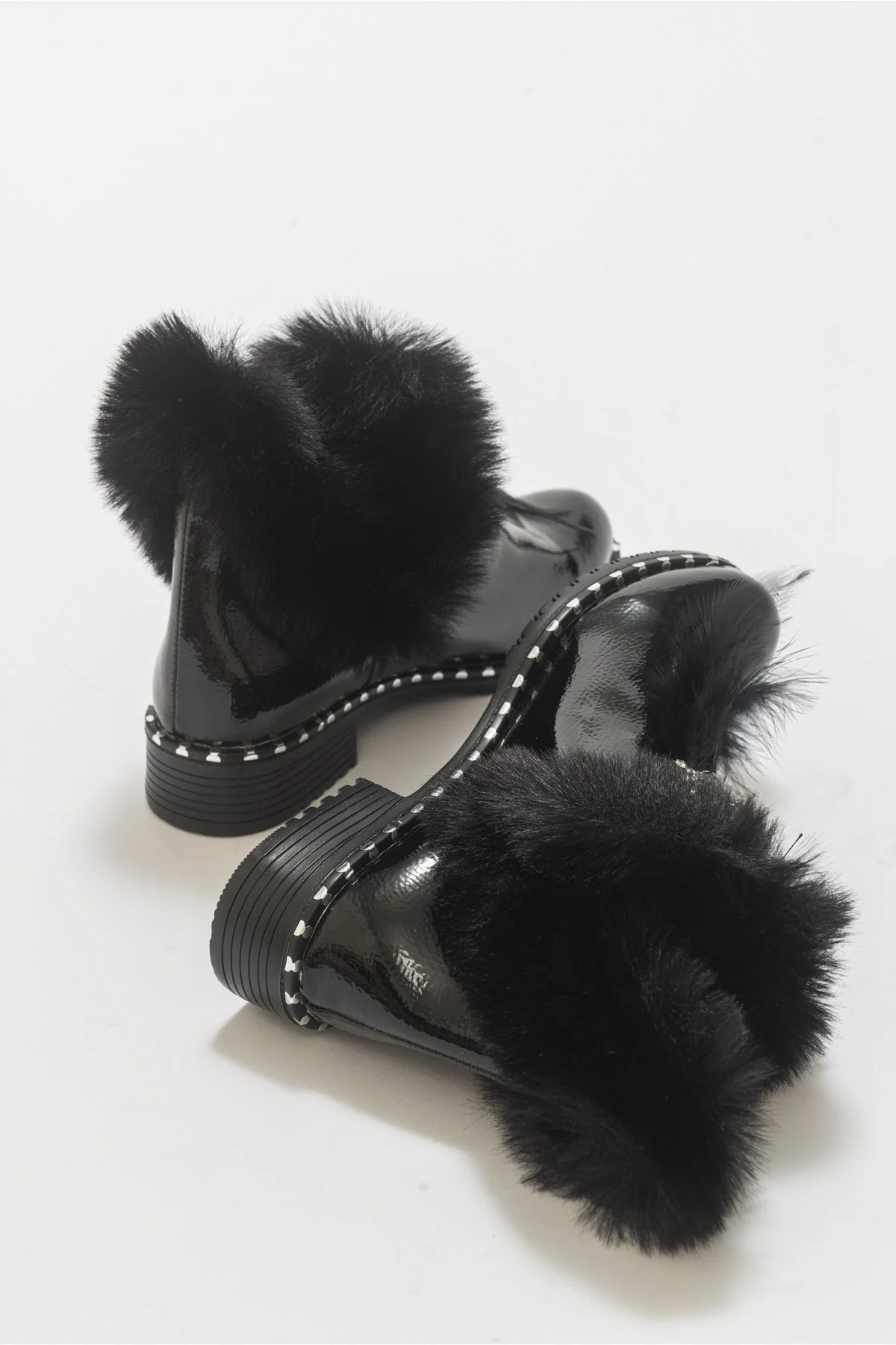 Polina Black Patent Fur Boots (Women) - Image 5