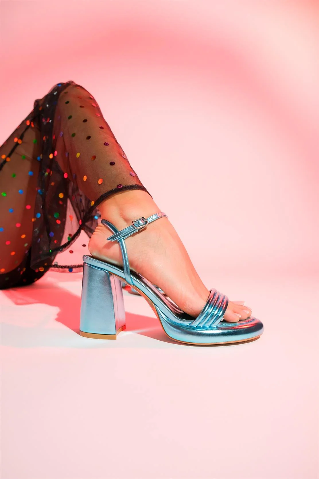 Posse - Baby Blue Metallic Heeled Shoe (Women) - Image 2