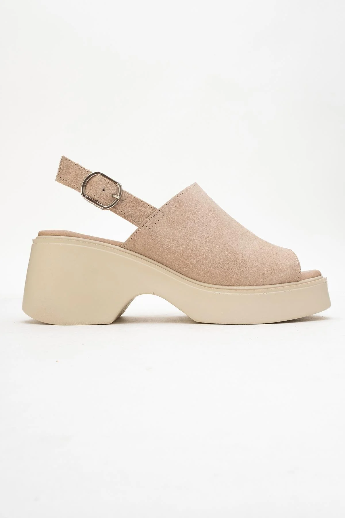 Power - Beige Suede Leather Platform Wedges - Image 6