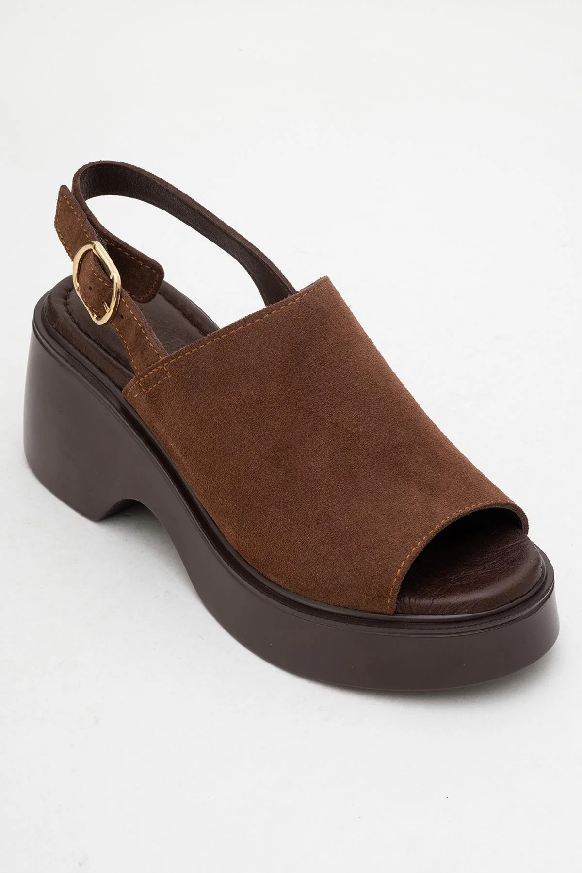Power - Brown Suede Leather Platform Wedges (Women) - Image 3