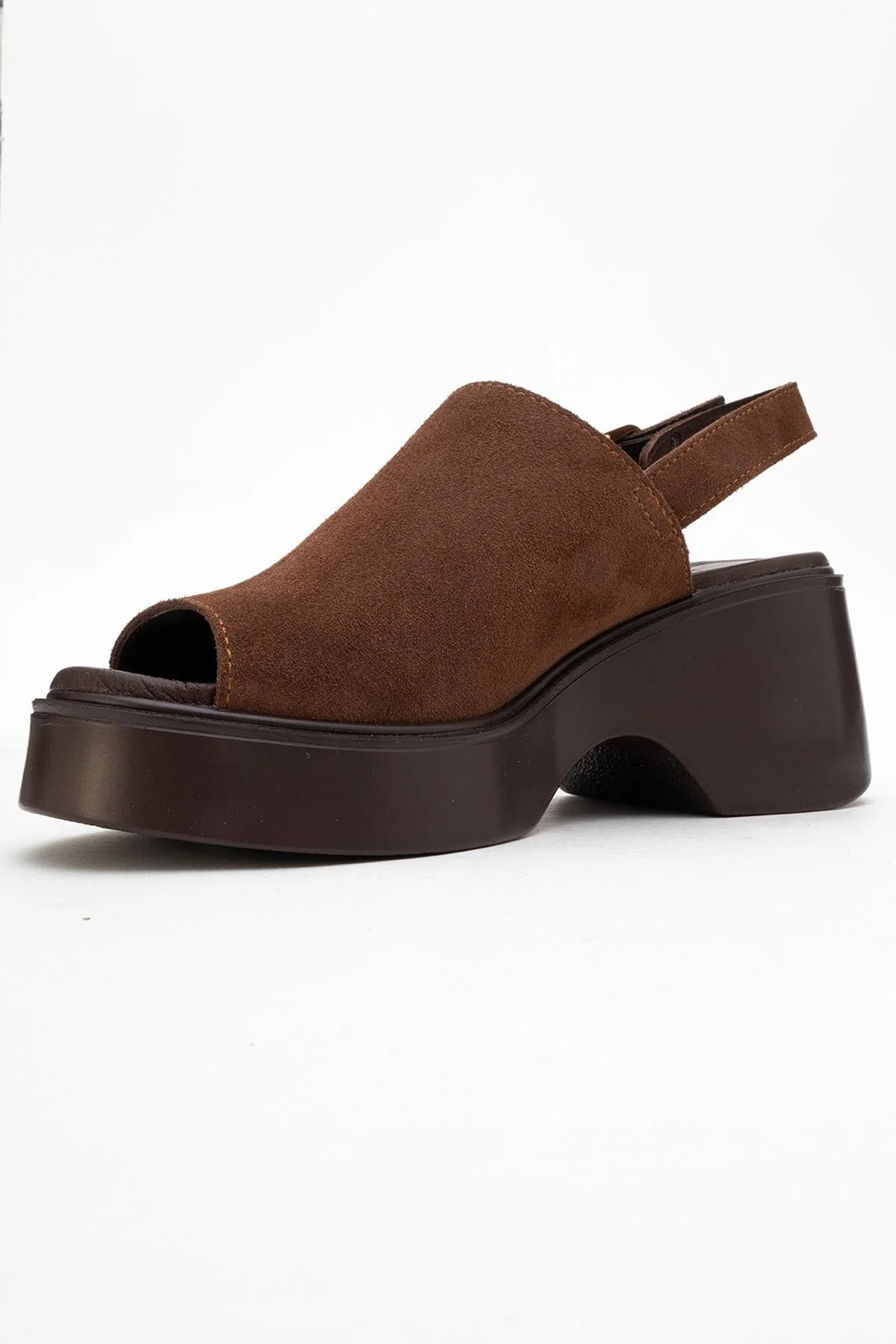 Power - Brown Suede Leather Platform Wedges (Women) - Image 4