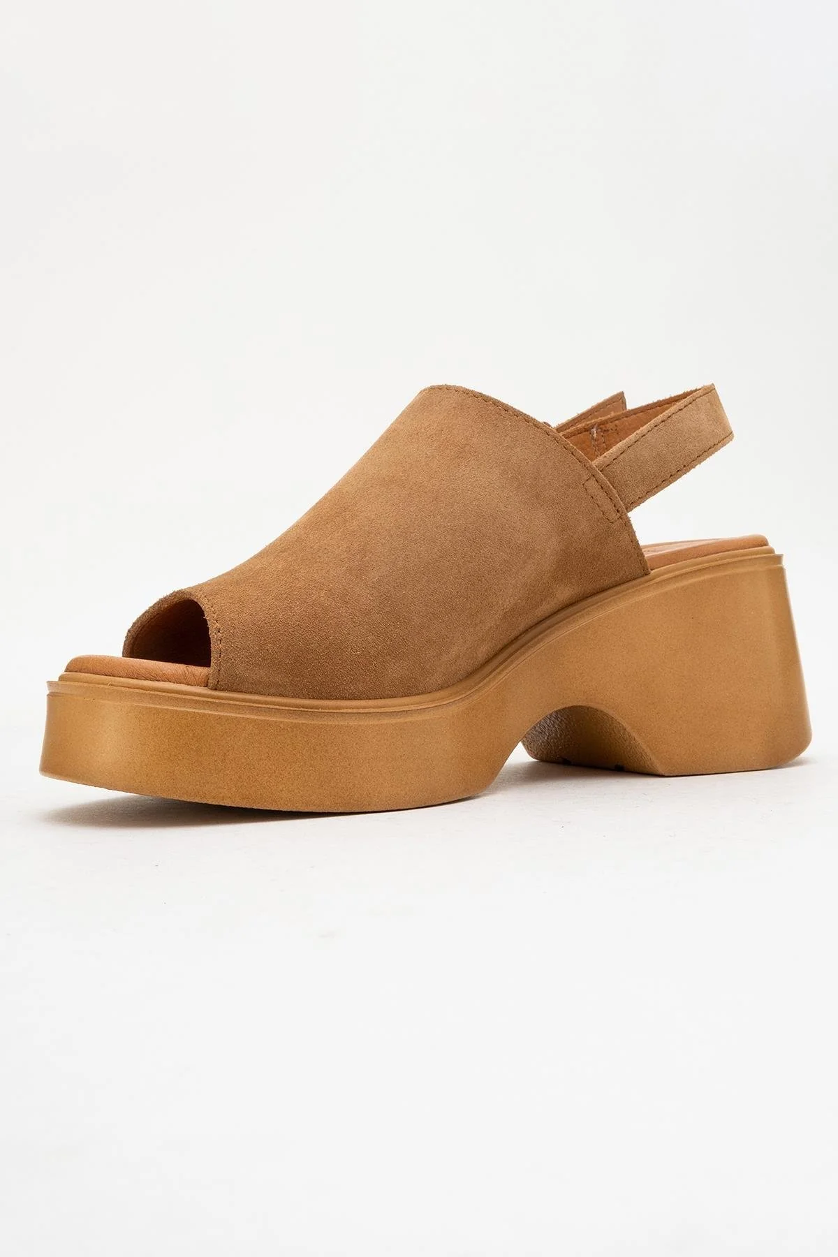 Power - Cognac Suede Leather Platform Wedges (Women) - Image 4
