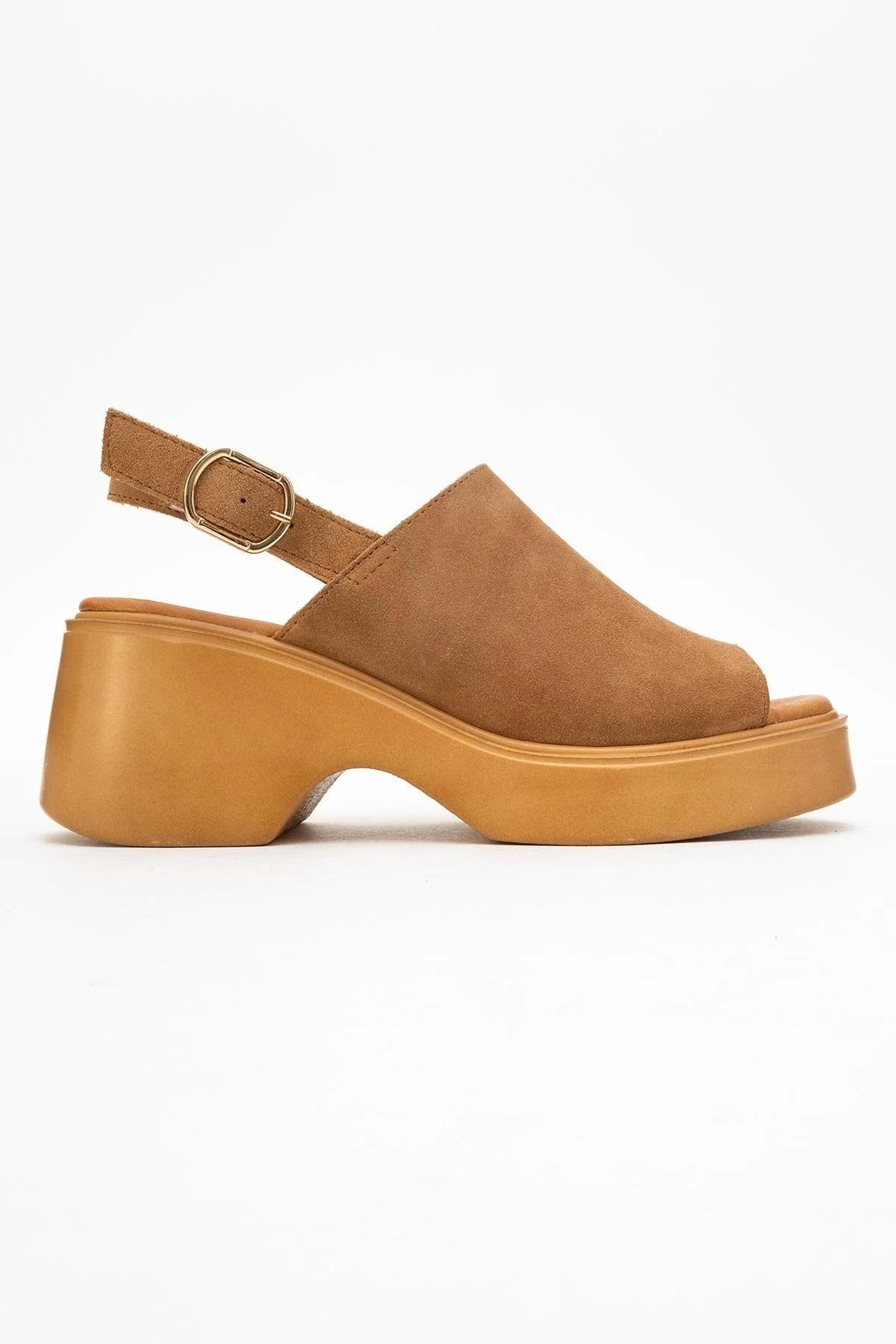 Power - Cognac Suede Leather Platform Wedges (Women) - Image 6