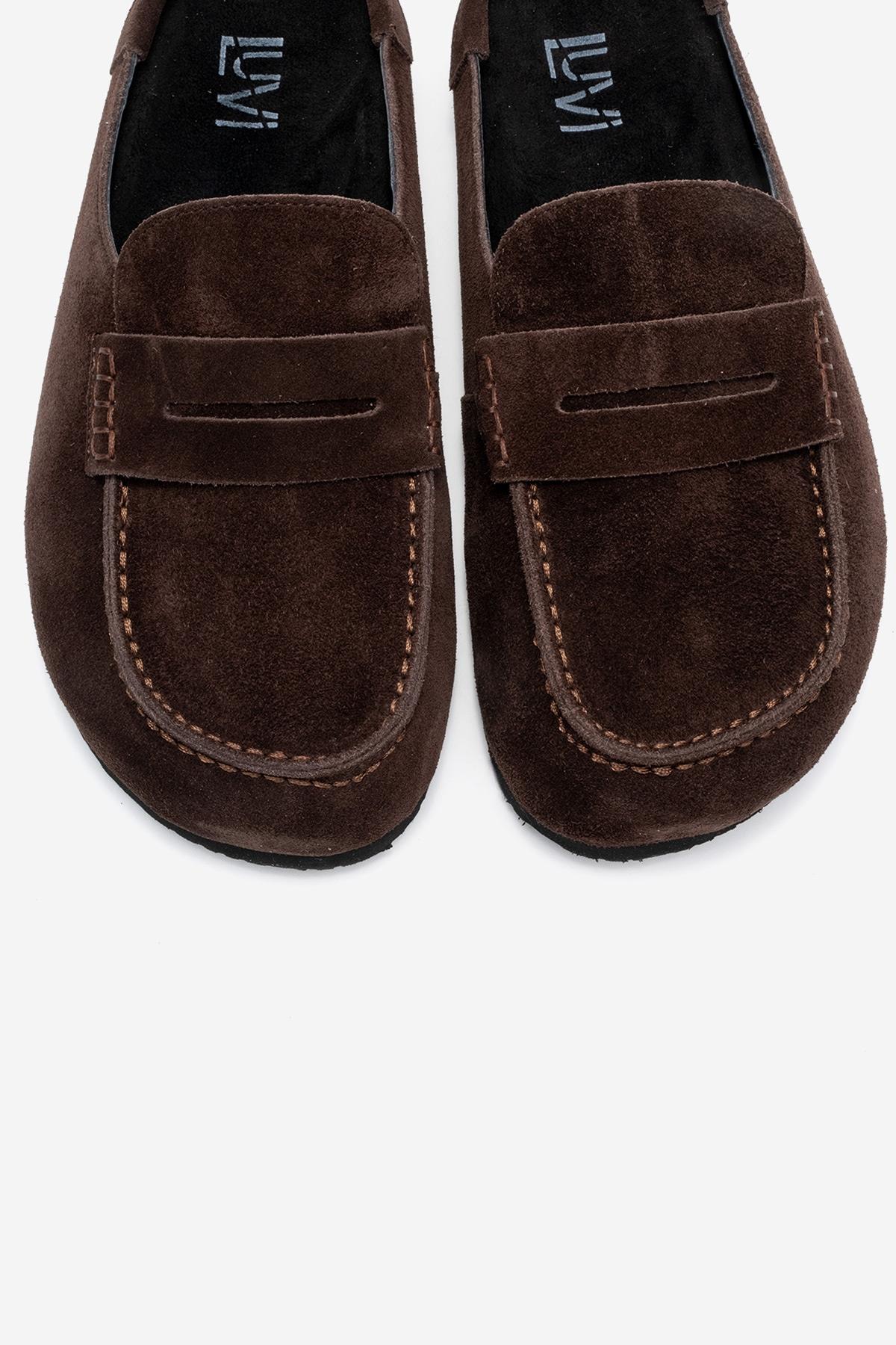 Priva - Brown Suede Genuine Leather Slipper (Women) - Image 2