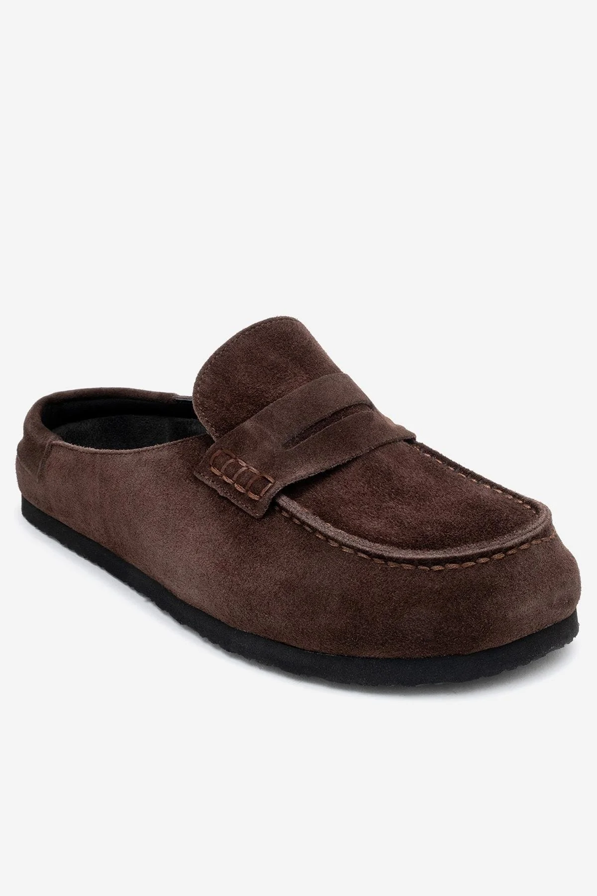 Priva - Brown Suede Genuine Leather Slipper (Women) - Image 3