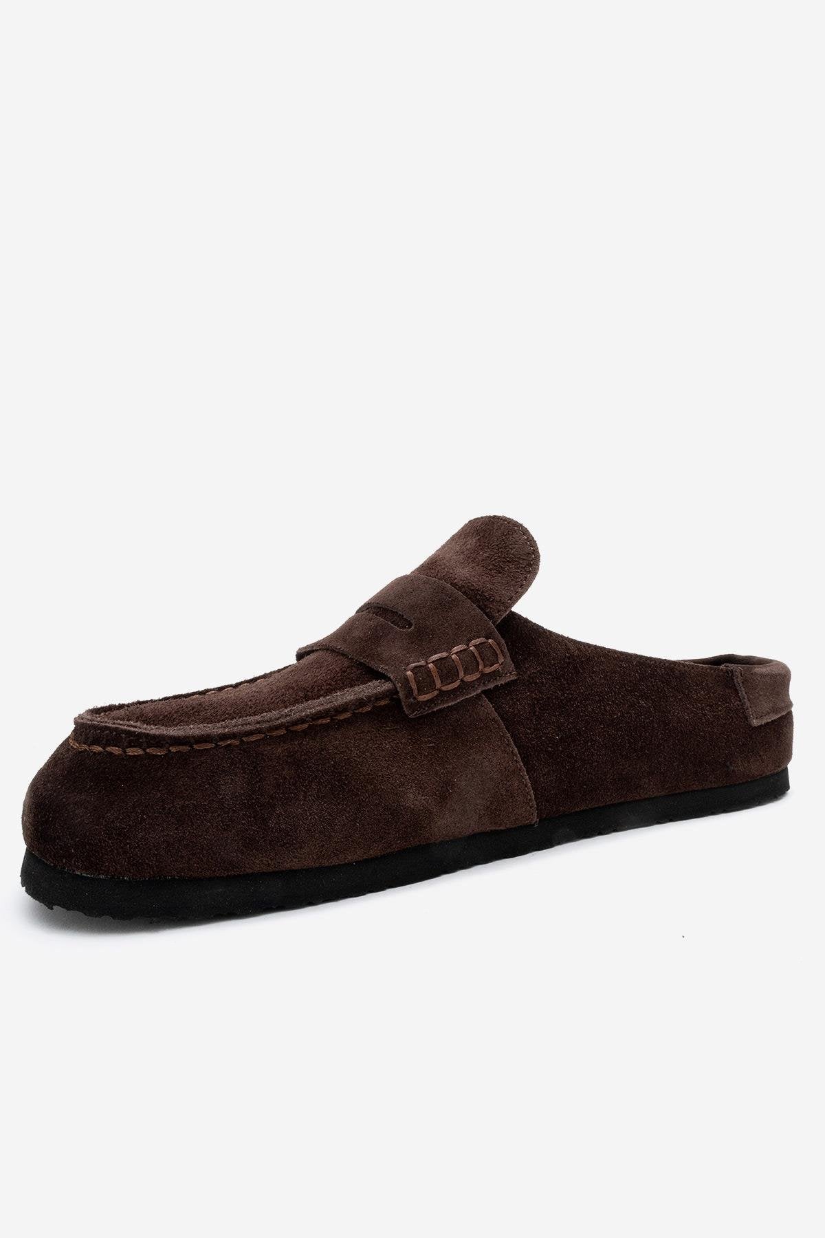 Priva - Brown Suede Genuine Leather Slipper (Women) - Image 4