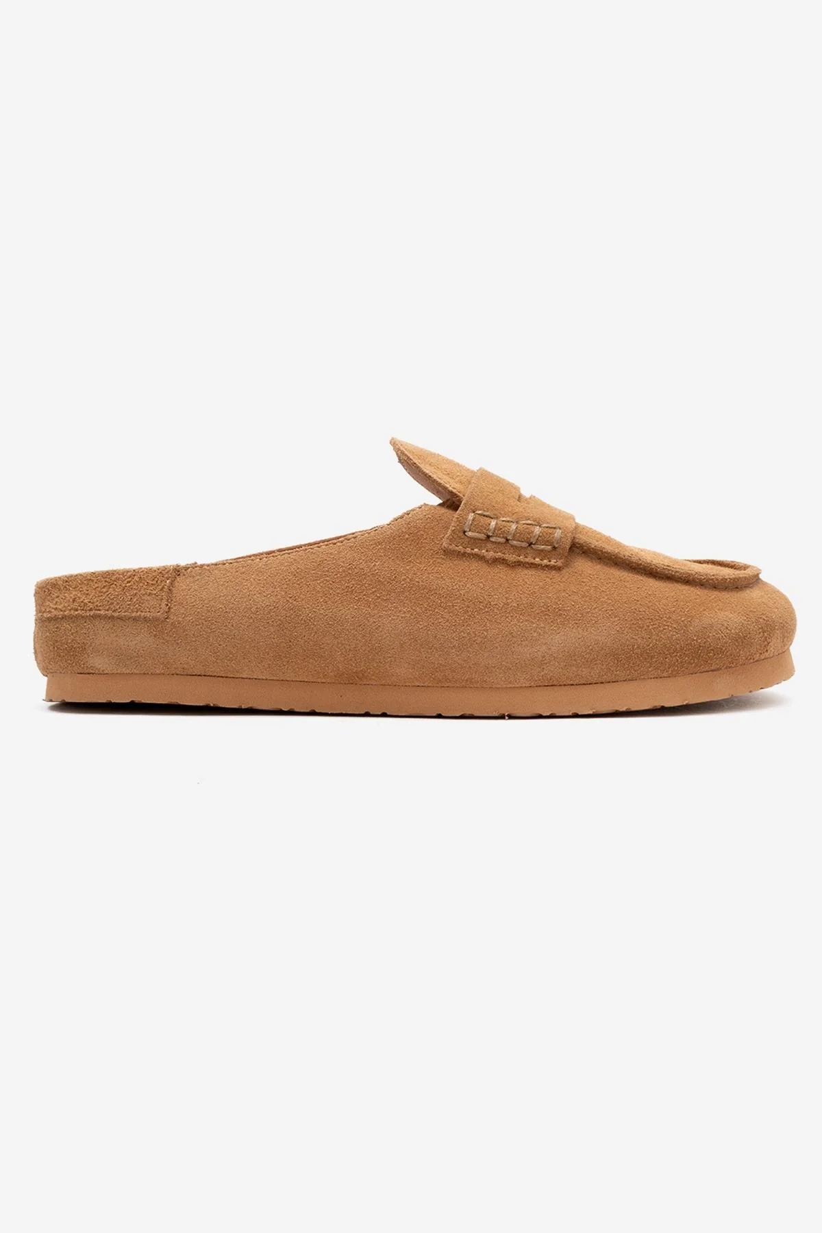 Priva - Taupe Suede Genuine Leather Slip-On Mule (Women) - Image 6