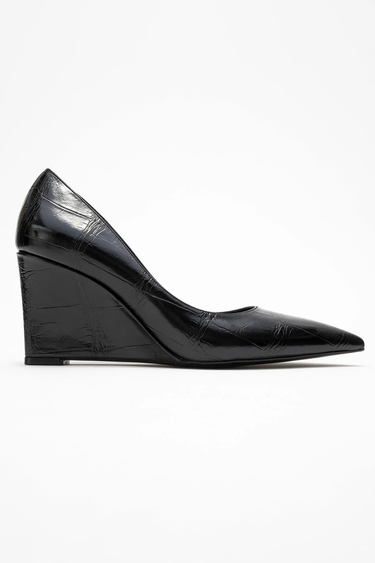 Puera - Black Printed Pointed Toe Wedge Heel Pump (Women) - Image 6