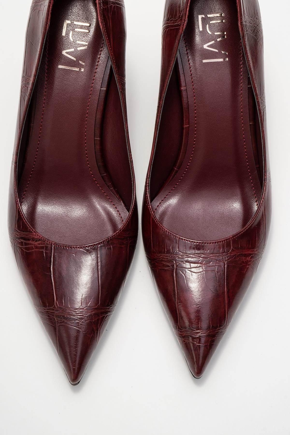 Puera - Burgundy Printed Pointed Toe Wedge Heel Shoe (Women) - Image 2