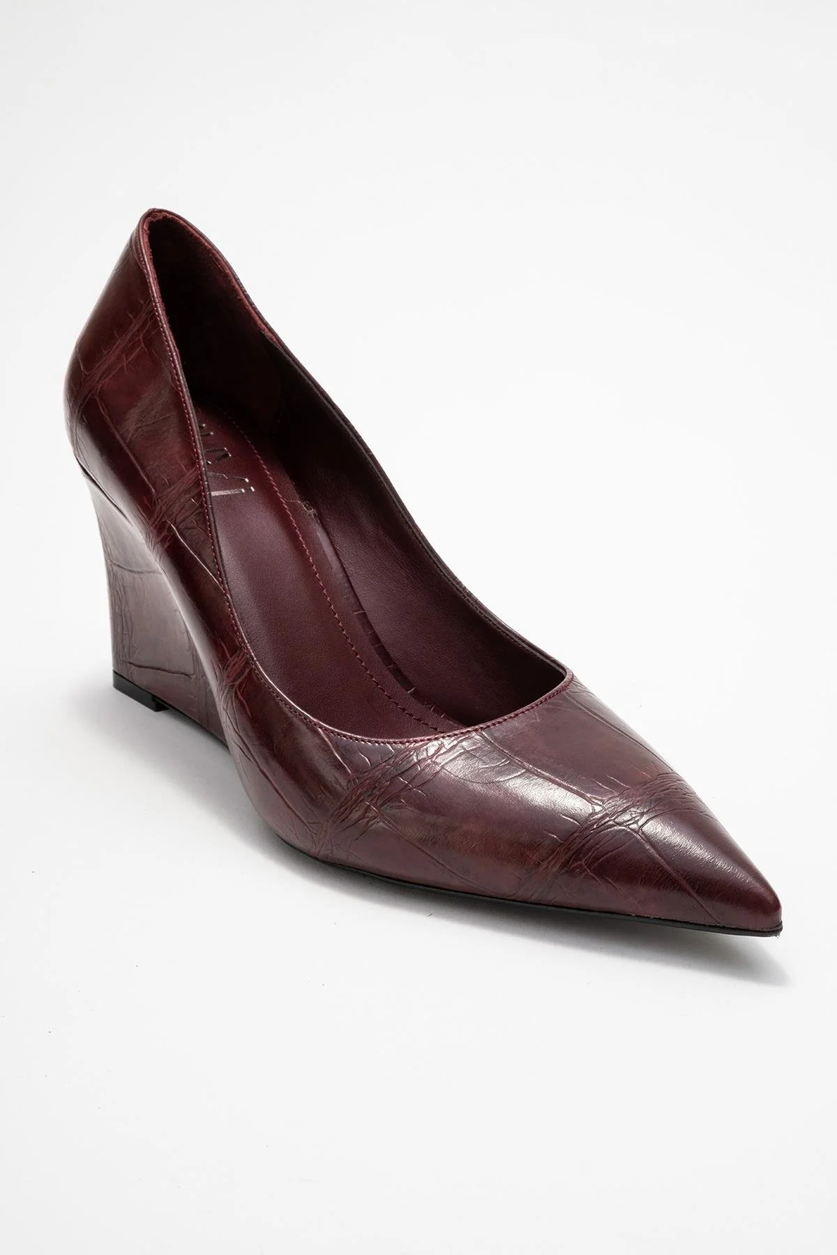 Puera - Burgundy Printed Pointed Toe Wedge Heel Shoe (Women) - Image 3