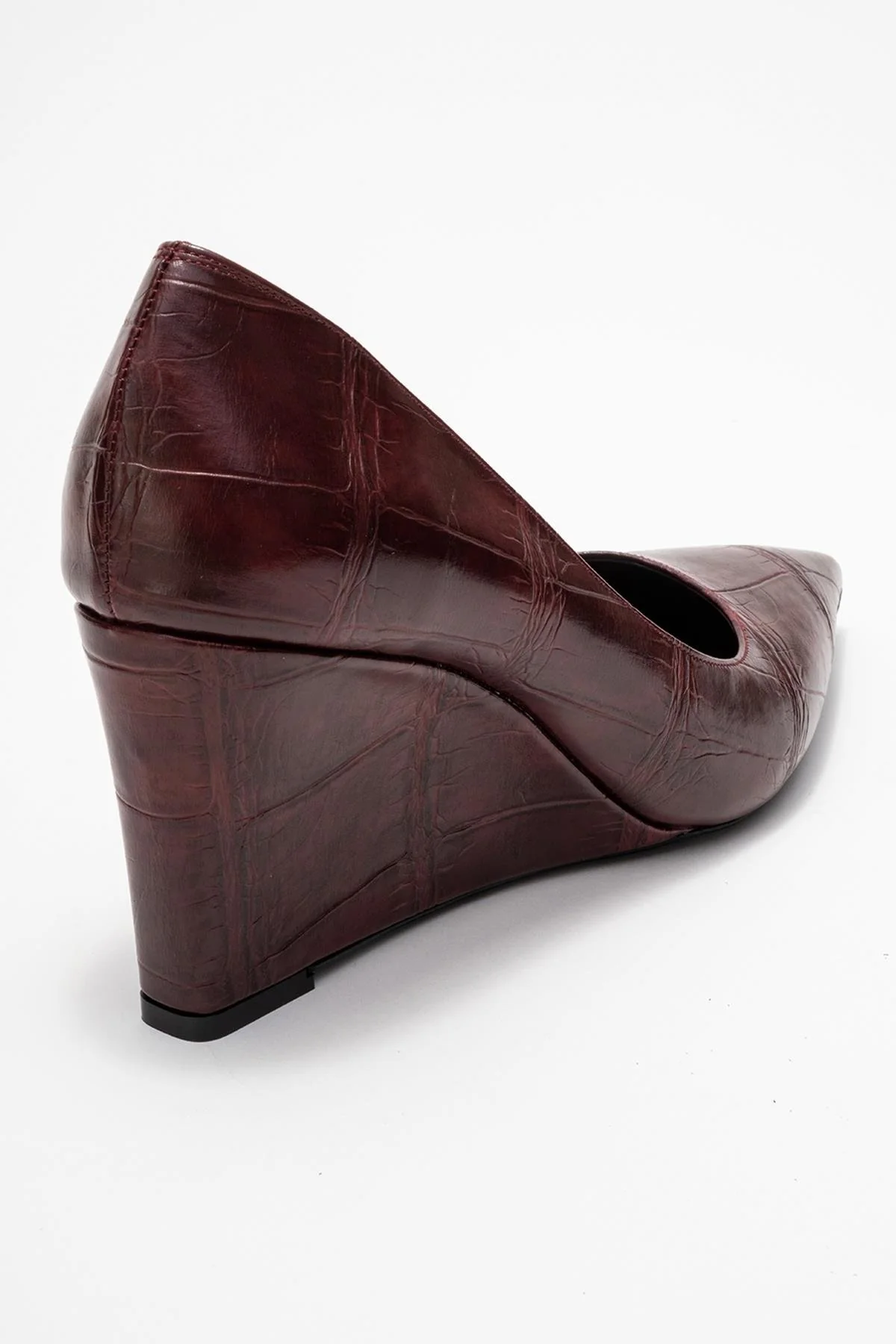 Puera - Burgundy Printed Pointed Toe Wedge Heel Shoe (Women) - Image 5