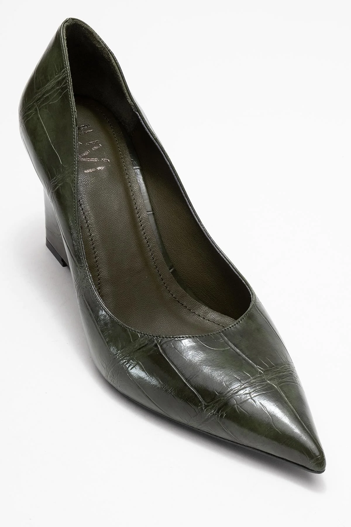 Puera - Green Printed Pointed Toe Wedge Heel Shoe (Women) - Image 3
