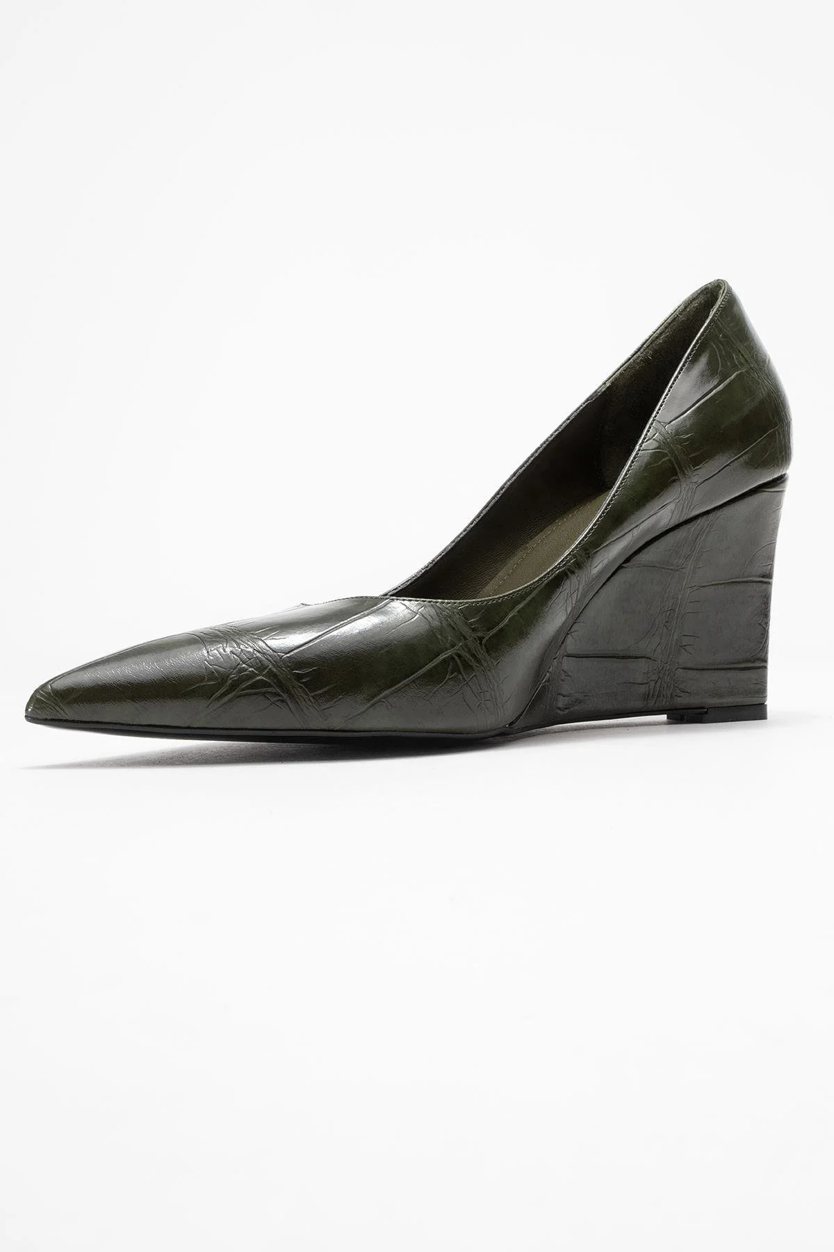 Puera - Green Printed Pointed Toe Wedge Heel Shoe (Women) - Image 4