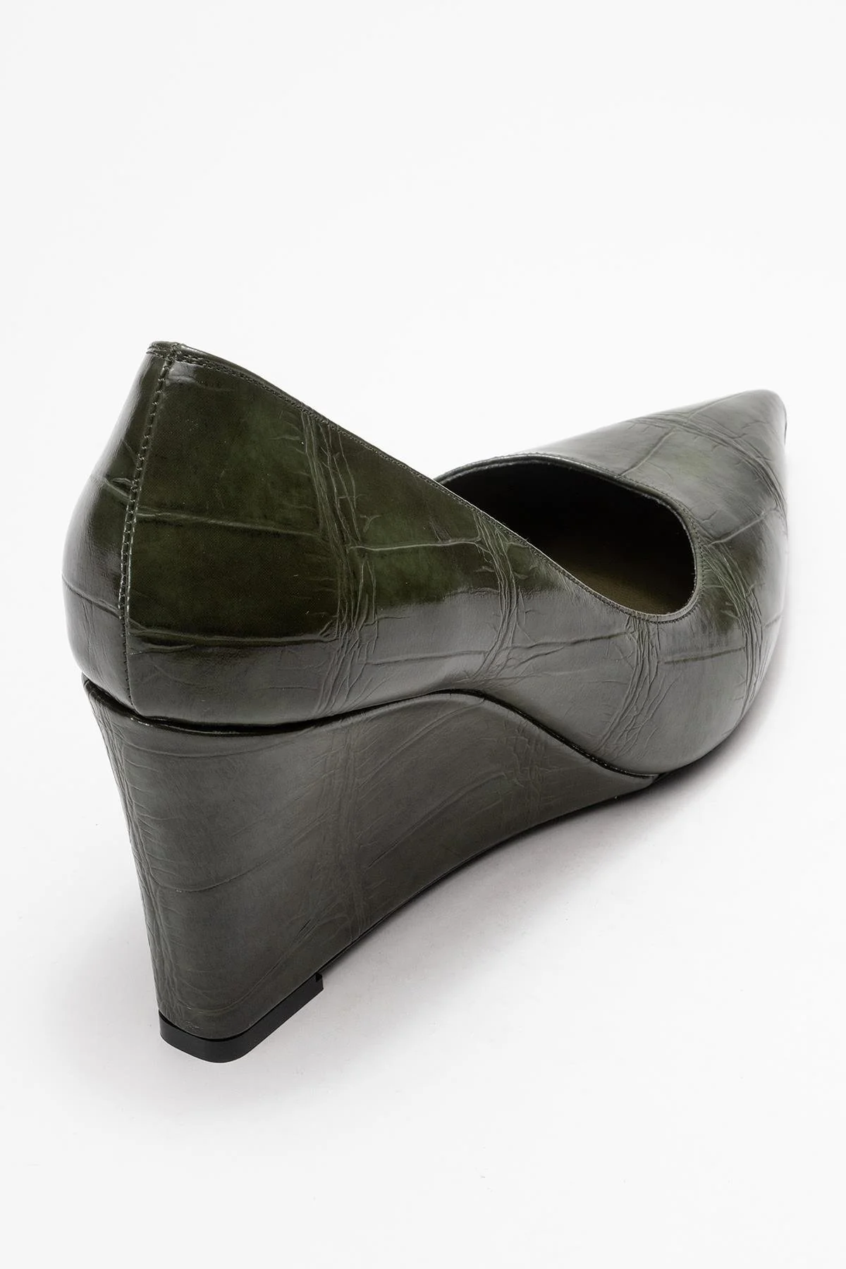 Puera - Green Printed Pointed Toe Wedge Heel Shoe (Women) - Image 5