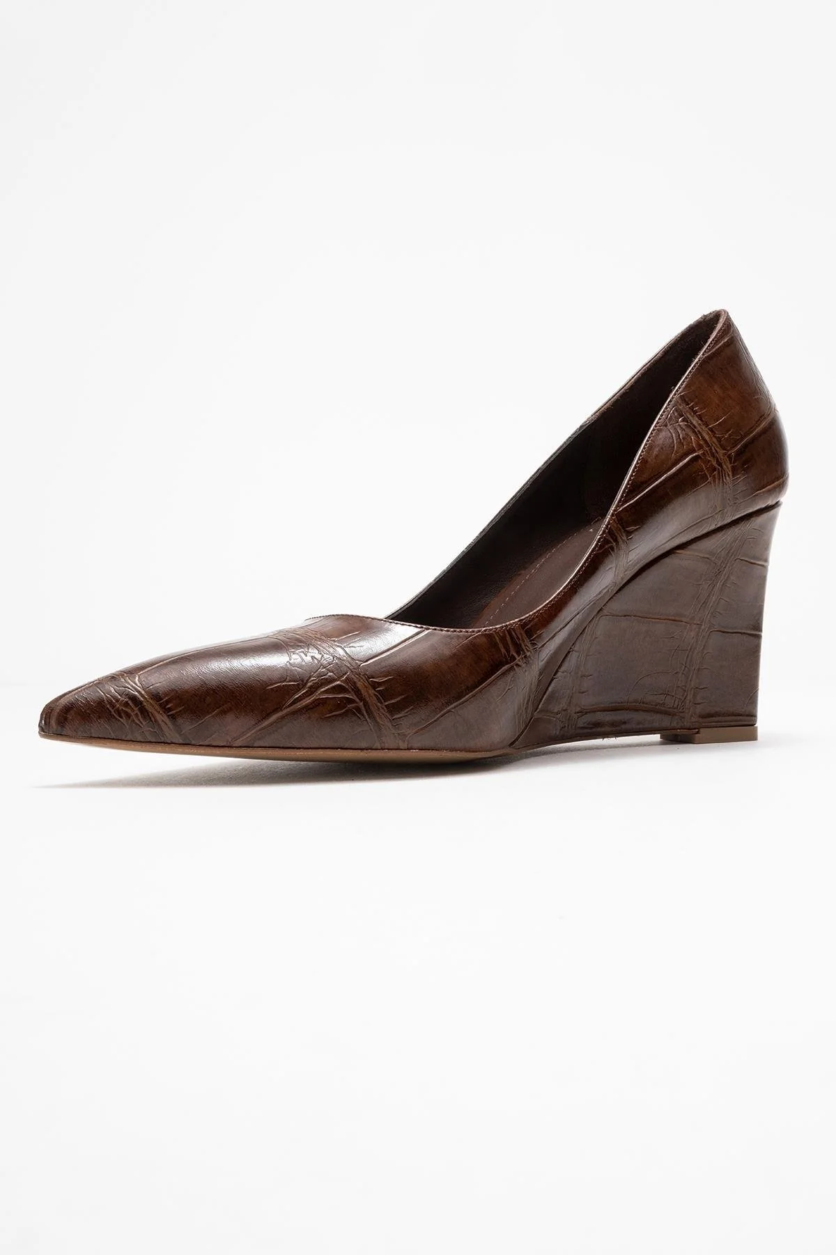 Puera - Tan Croc-Print Pointed Toe Platform Heel Shoe (Women) - Image 4