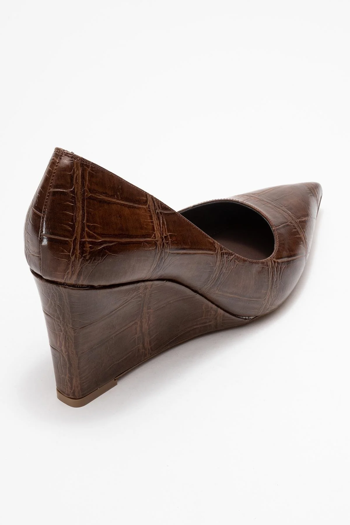 Puera - Tan Croc-Print Pointed Toe Platform Heel Shoe (Women) - Image 5