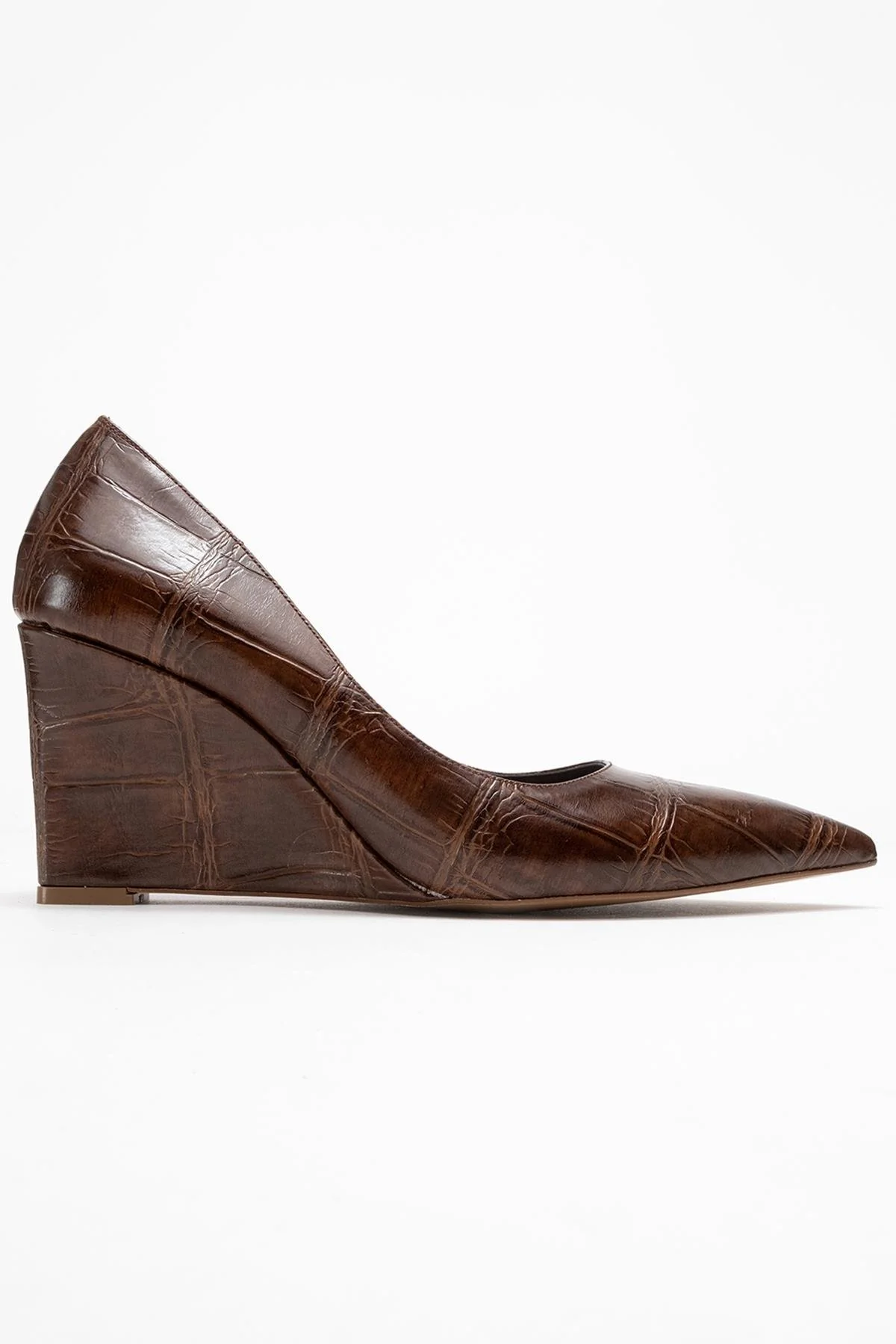 Puera - Tan Croc-Print Pointed Toe Platform Heel Shoe (Women) - Image 6