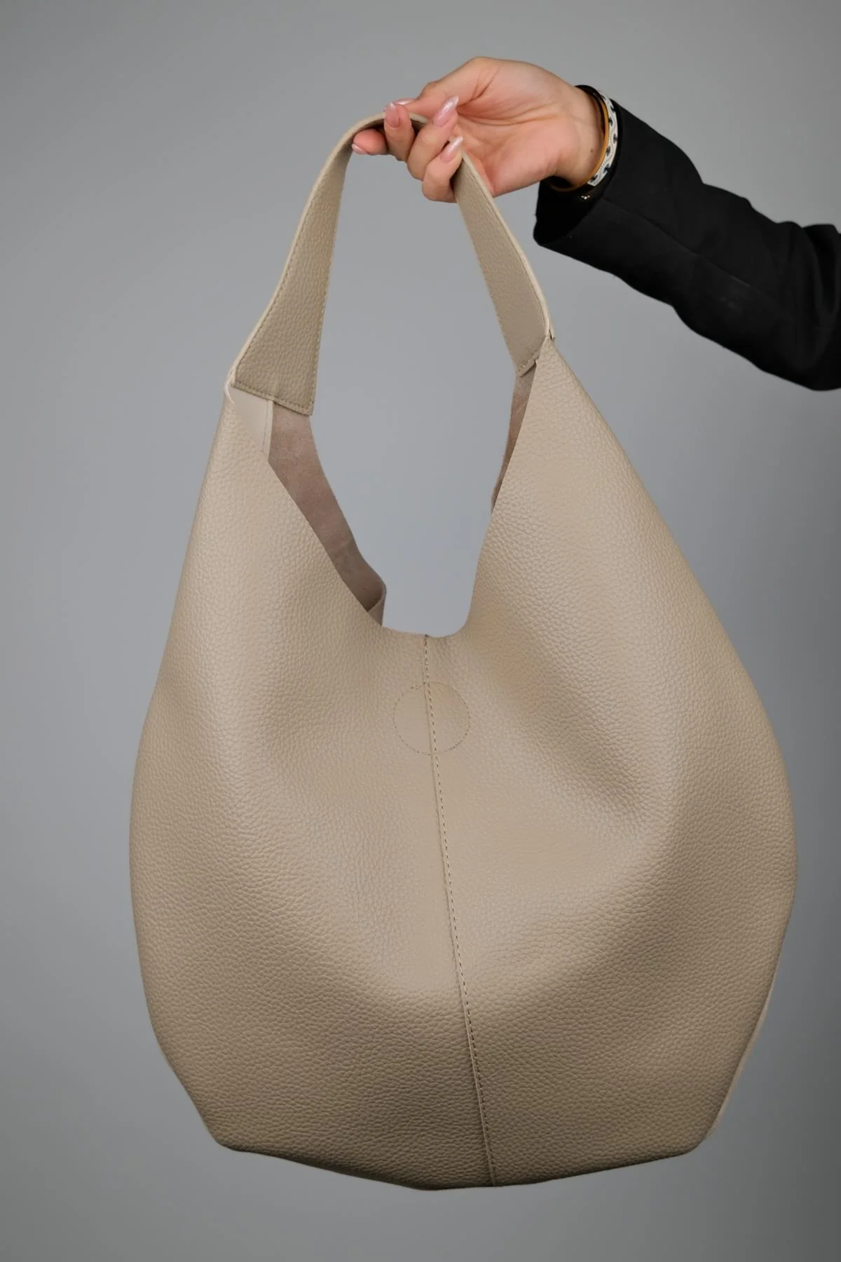 Puja - Beige Genuine Leather Shoulder Bag (Women) - Image 4