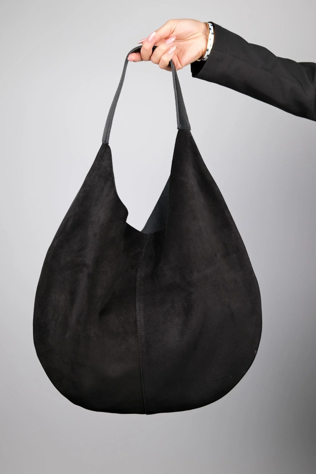 Puja - Black Genuine Leather Shoulder Bag (Women)