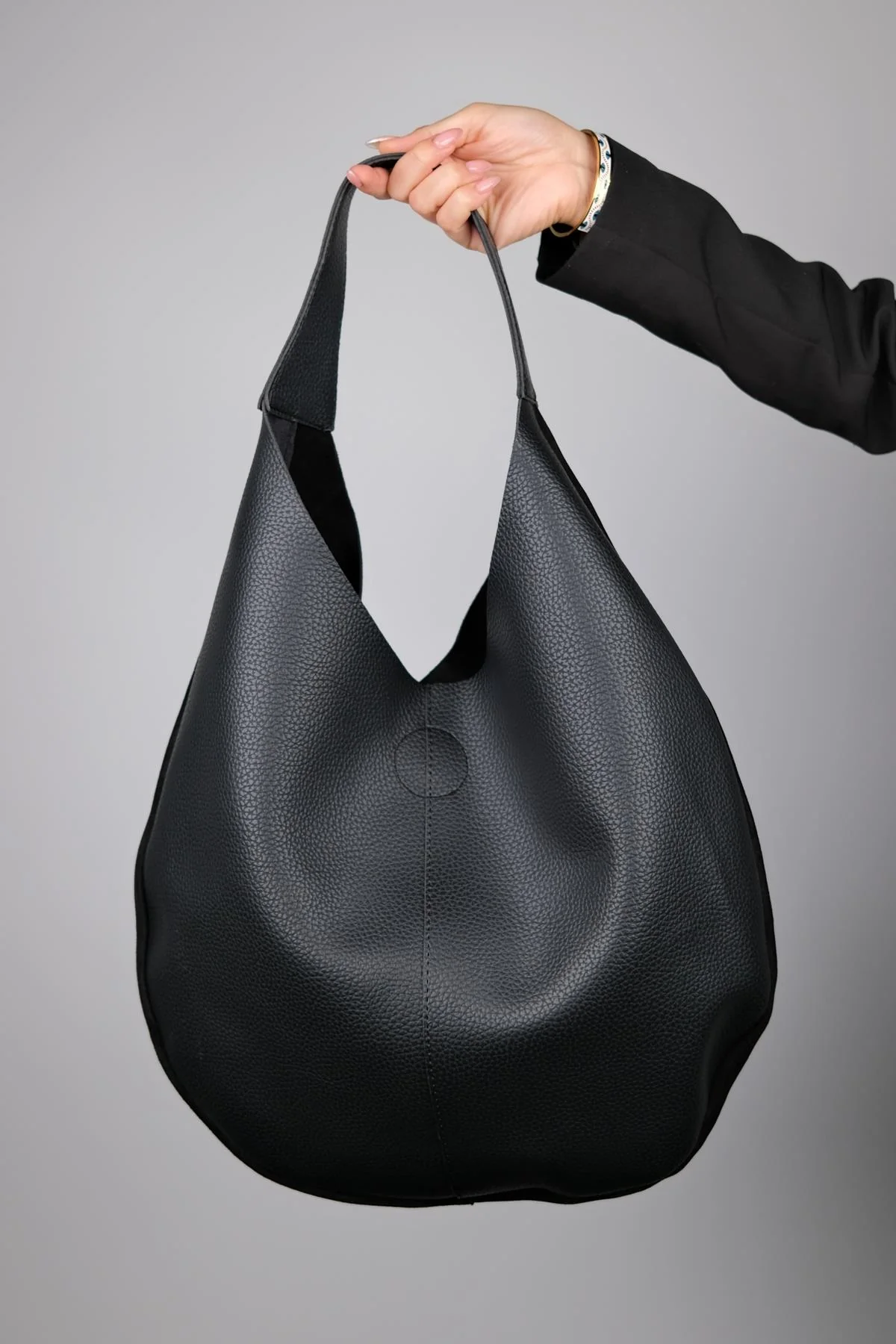 Puja - Black Genuine Leather Shoulder Bag (Women) - Image 3