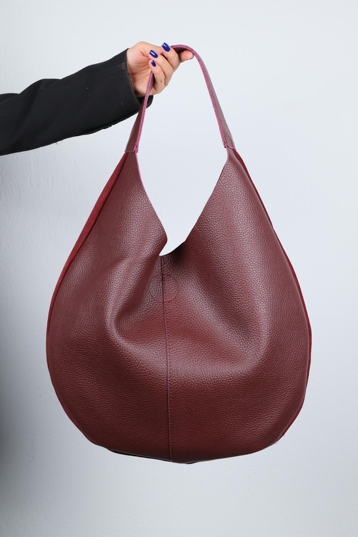 PUJA - Burgundy Genuine Leather Shoulder Bag (Women) - Image 3