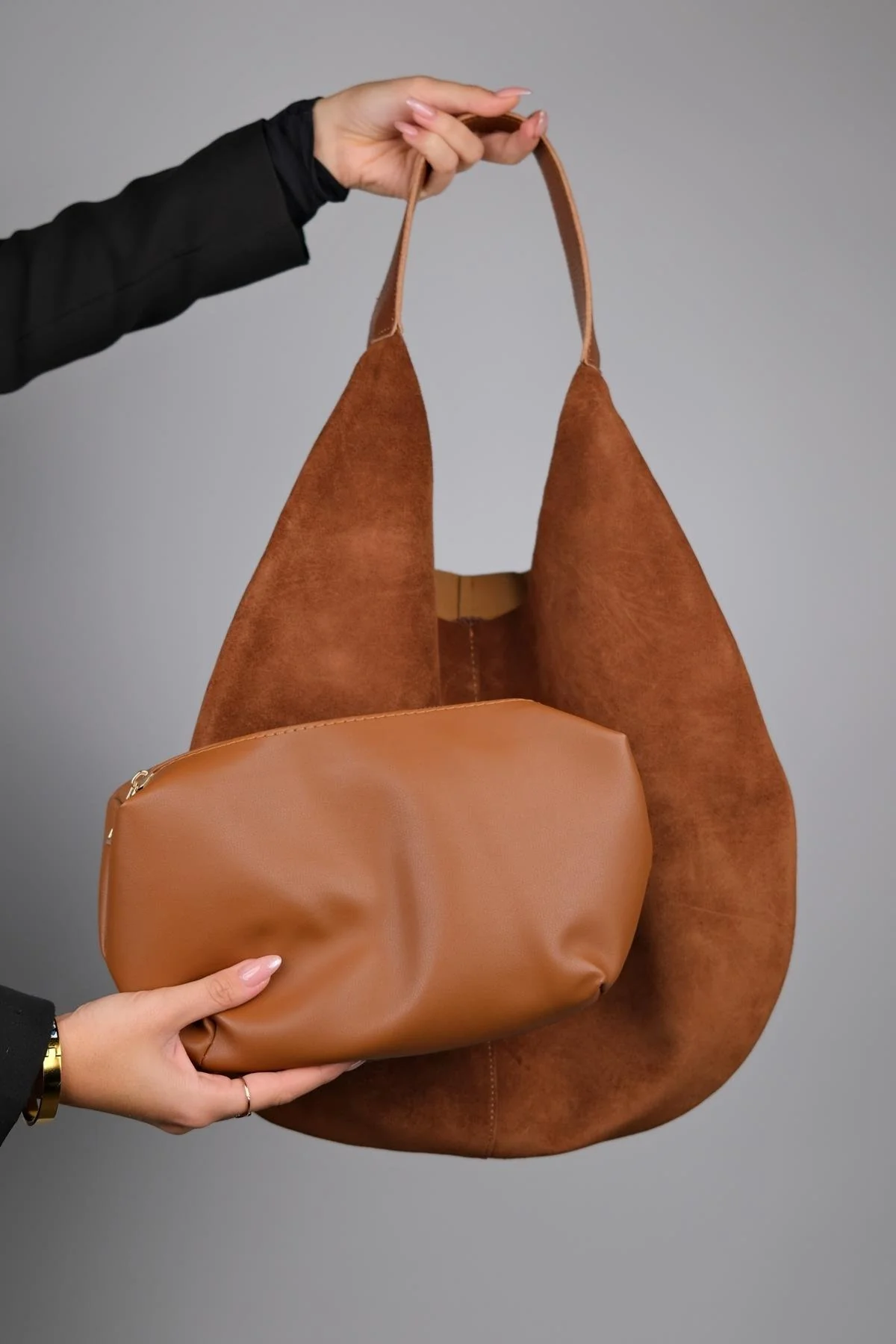 Puja - Cognac Genuine Leather Shoulder Bag (Women) - Image 2