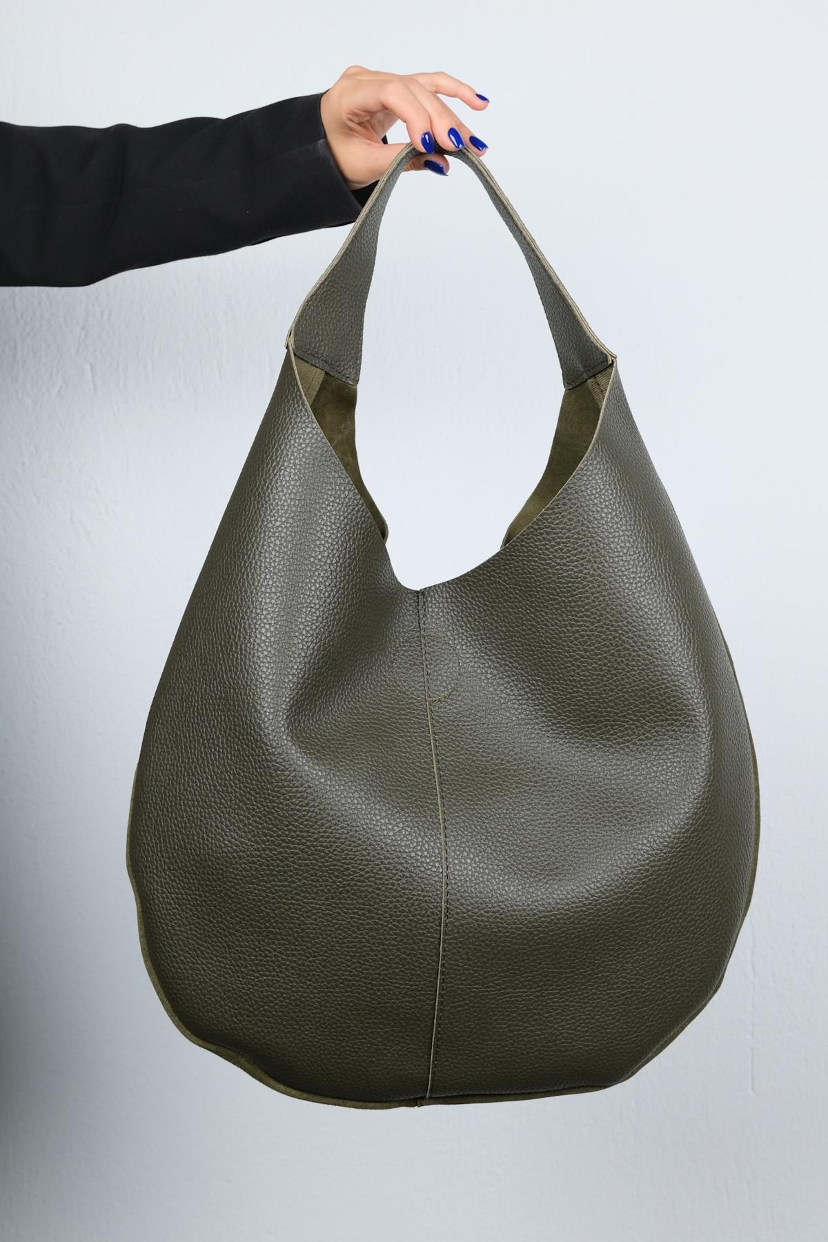 PUJA - Khaki Genuine Leather Shoulder Bag (Women) - Image 3