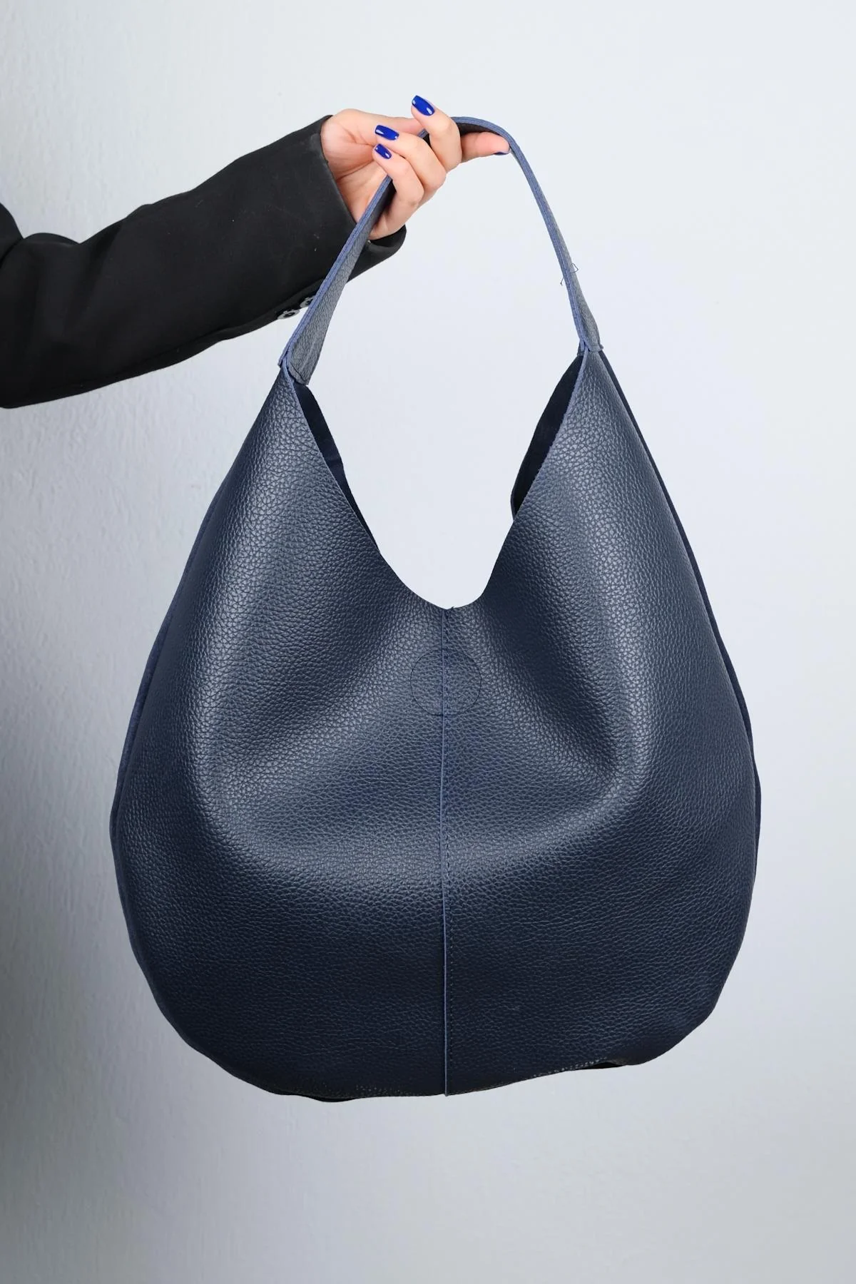 Puja - Navy Genuine Leather Shoulder Bag (Women) - Image 3