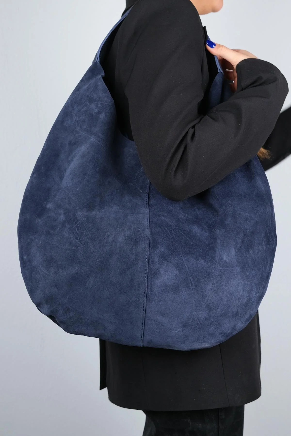 Puja - Navy Genuine Leather Shoulder Bag (Women) - Image 4