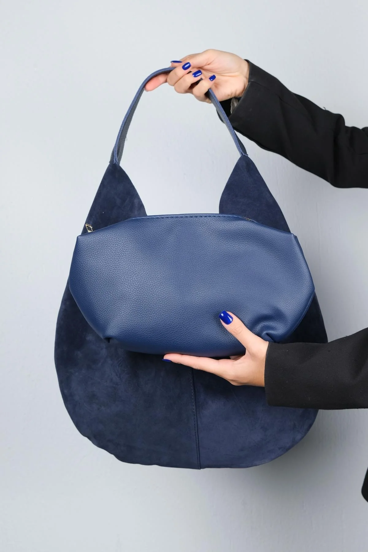 Puja - Navy Genuine Leather Shoulder Bag (Women) - Image 5