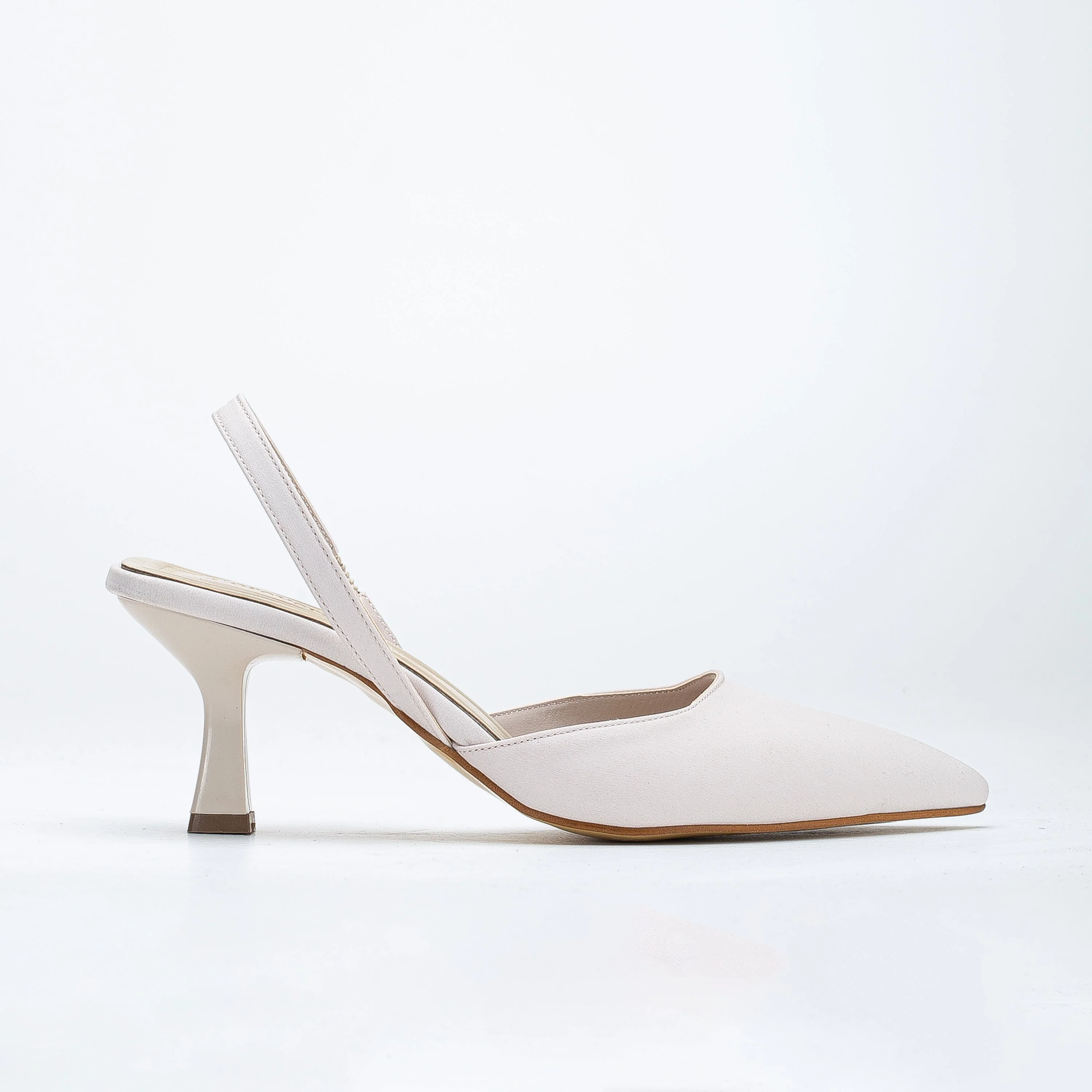 Rae - Beige Slingback Kitten Heels