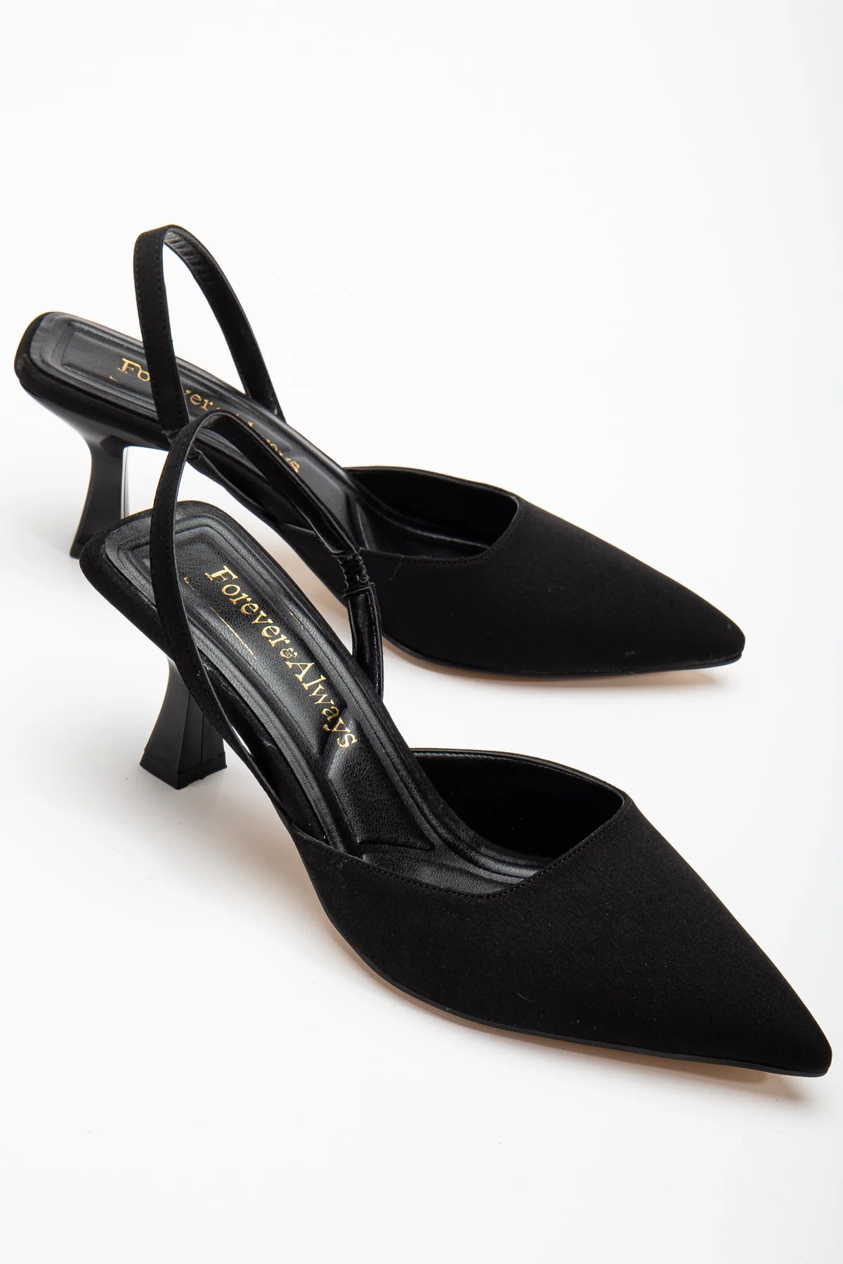 Rae - Black Suede Slingback Kitten Heels - Image 2