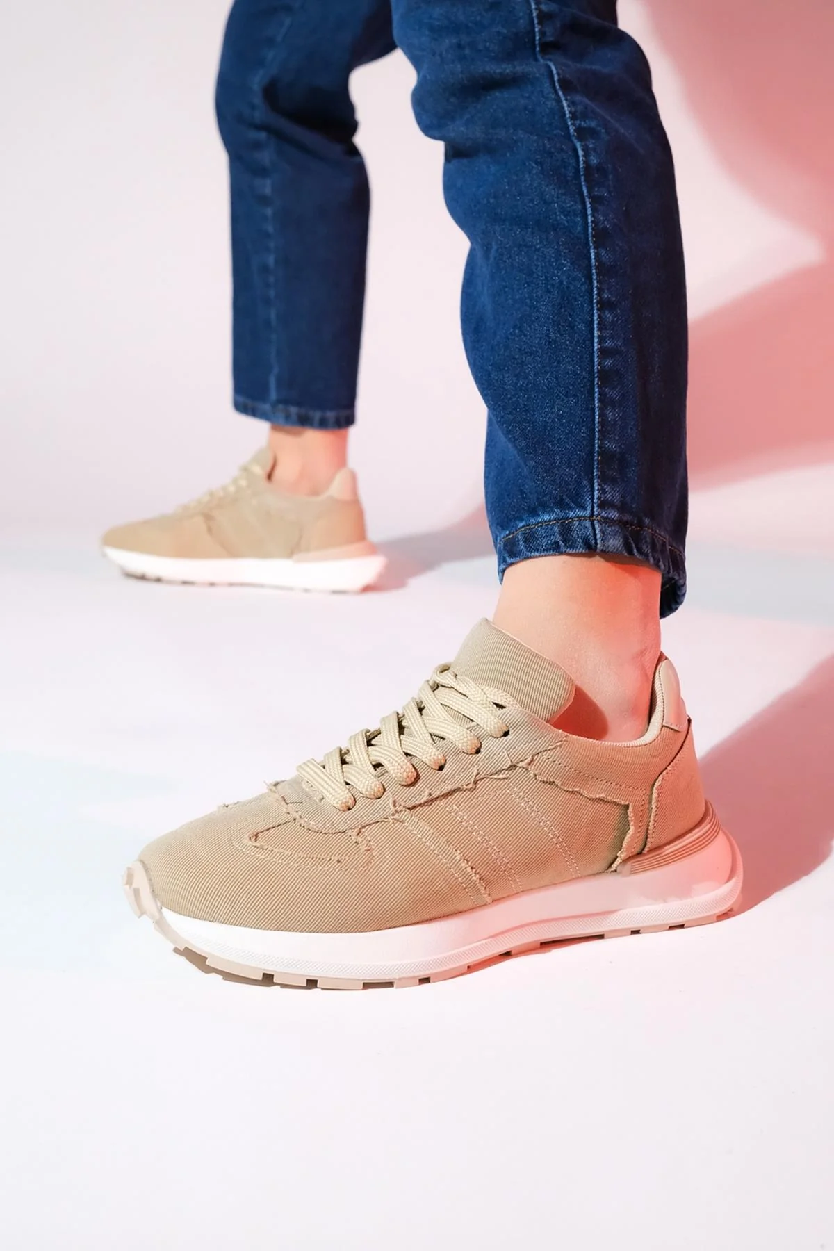 Rafael - Beige Denim Sport Sneaker (Women) - Image 2